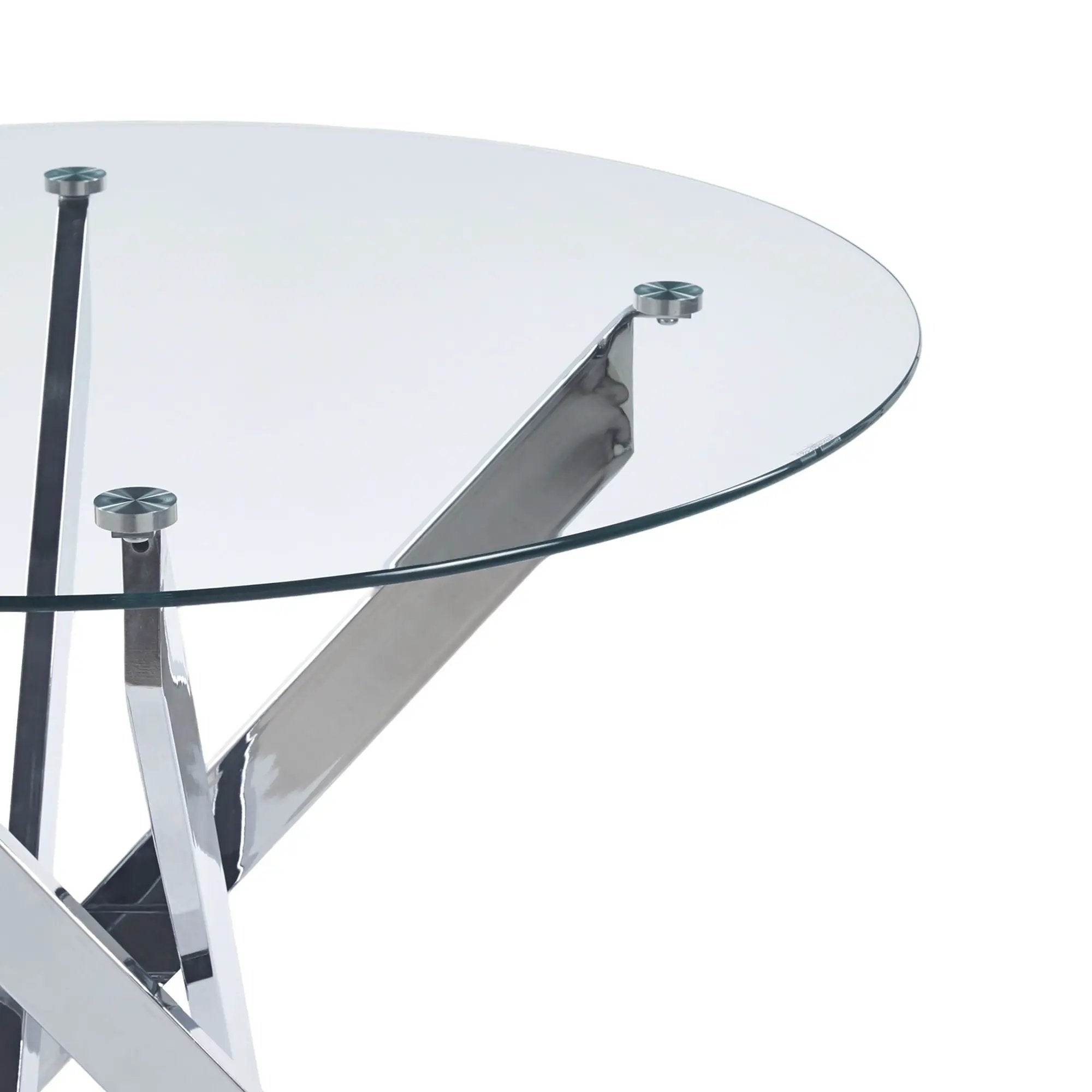 Dining Table With Cross Metal Leg And Tempered Glass, Modern Space Saving Kitchen Table For Living Room by HouseOfZazla