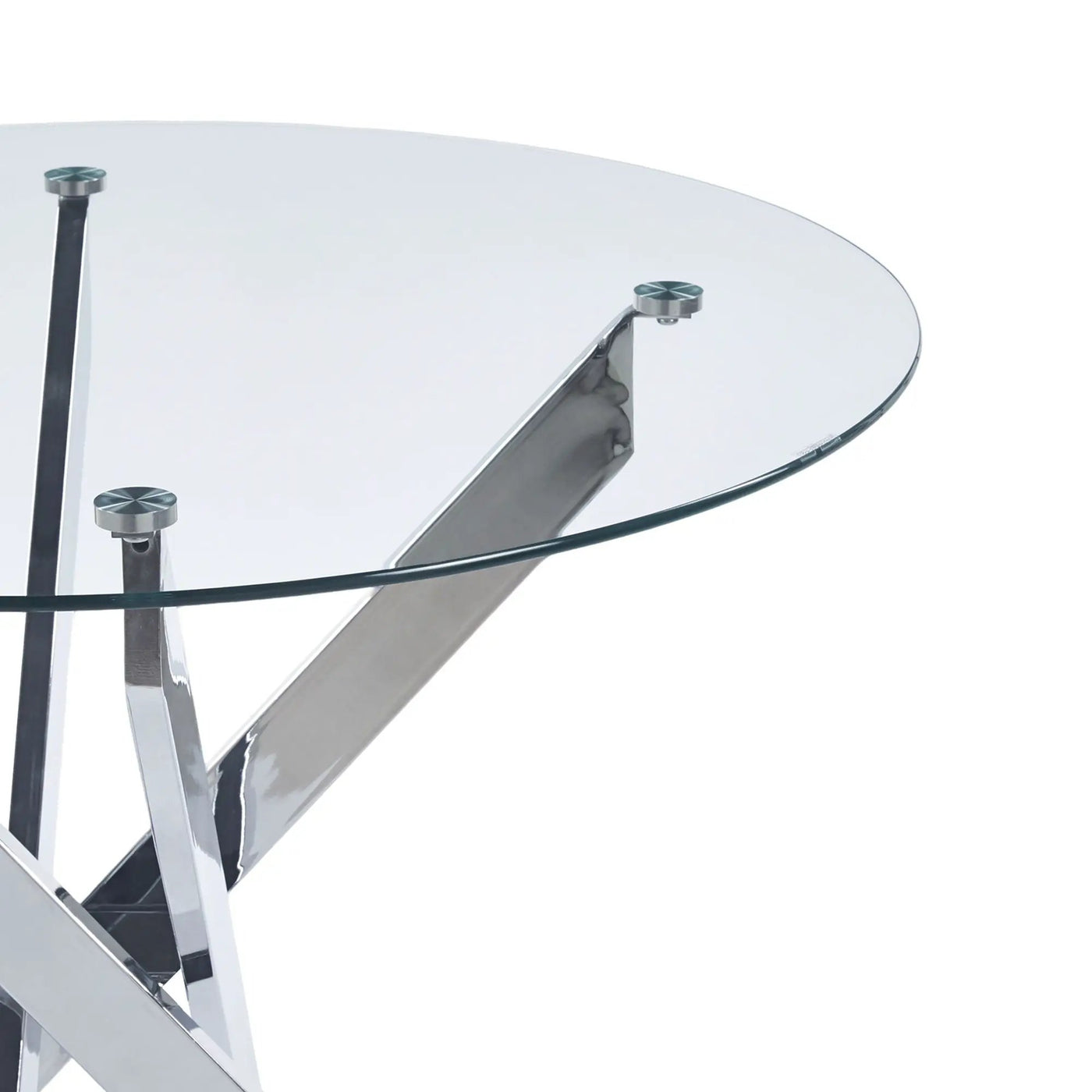 Dining Table With Cross Metal Leg And Tempered Glass, Modern Space Saving Kitchen Table For Living Room by Unique Piece Furniture