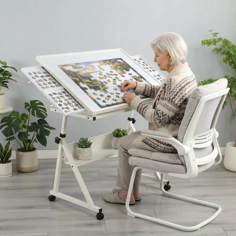 1500 Pieces Jigsaw Puzzle Metal Table Board with 4 Trays by HouseOfZazla