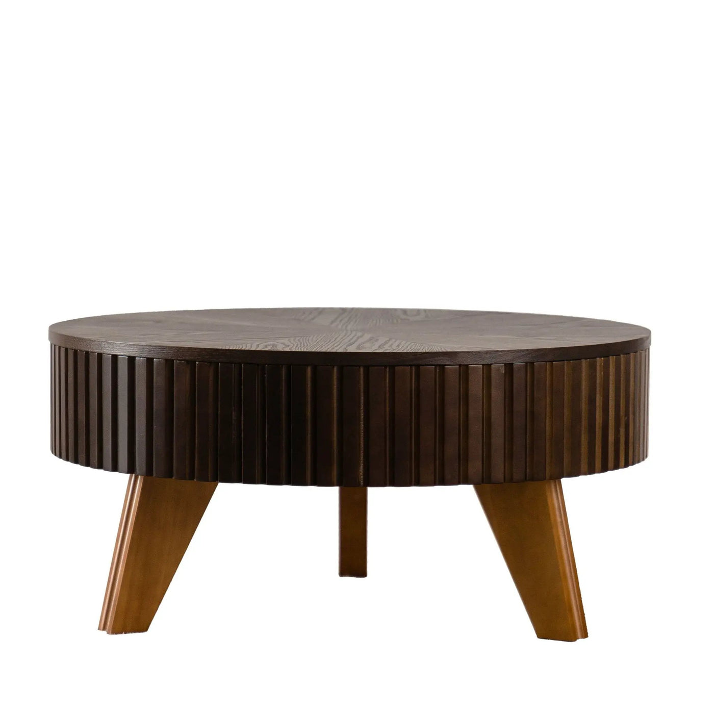 Round Retro Coffee With Solid Wood Legs by Unique Piece Furniture