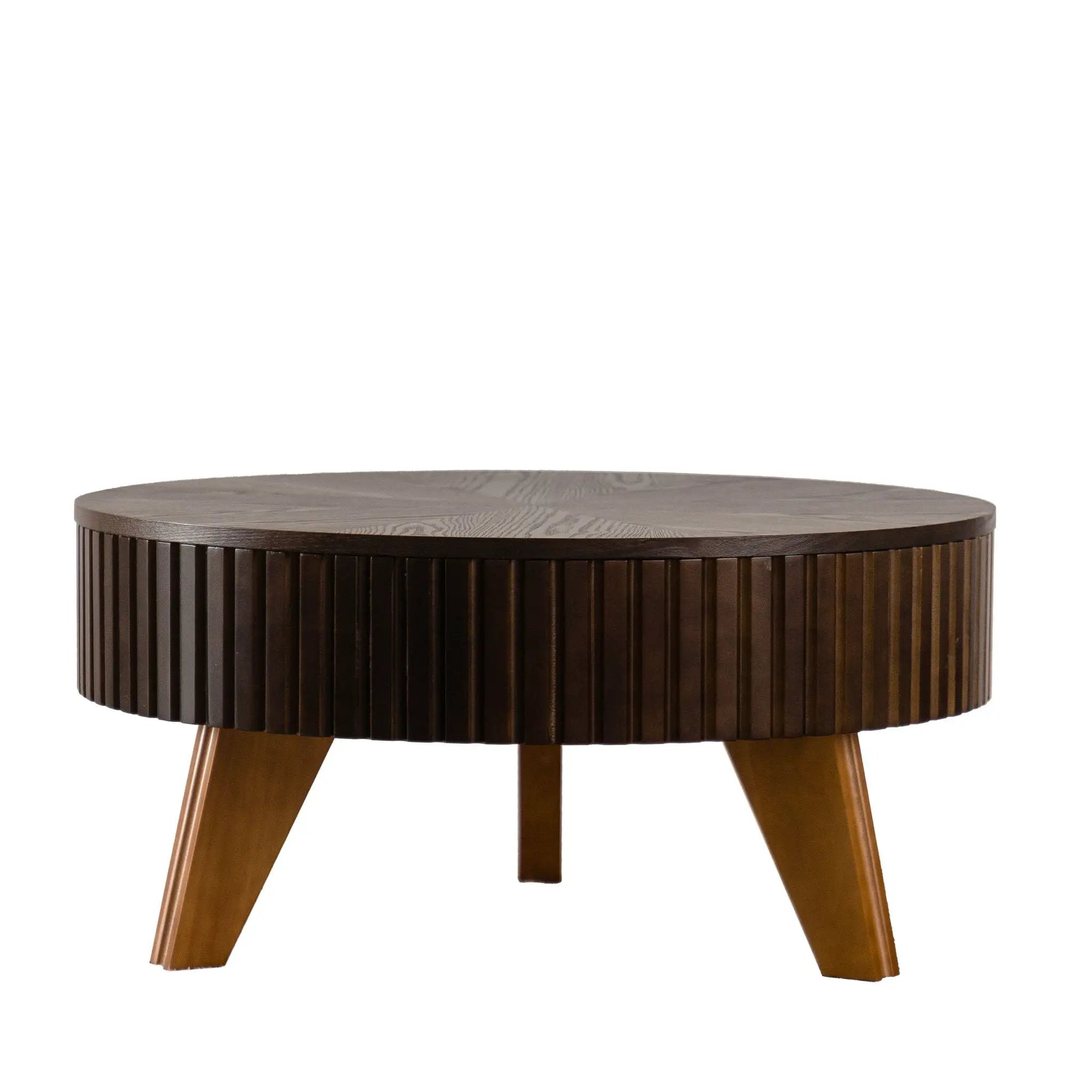 Round Retro Coffee With Solid Wood Legs by Unique Piece Furniture