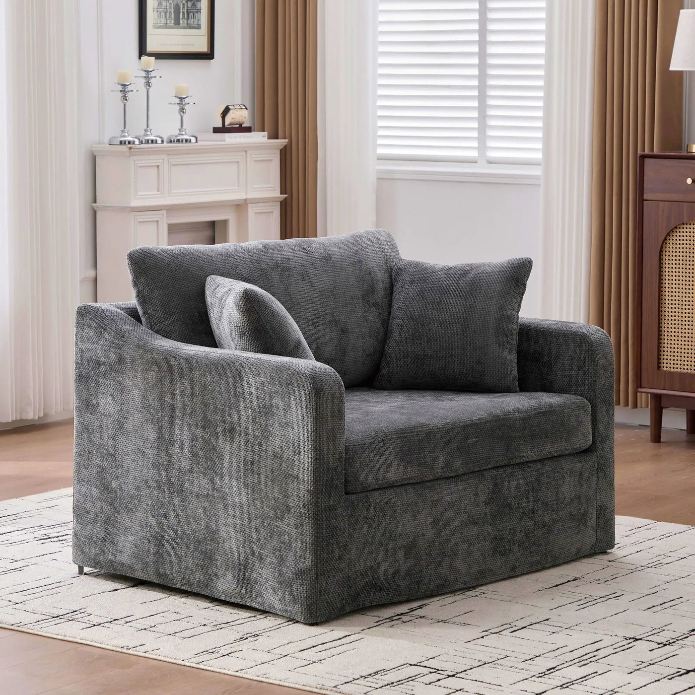 Farmhouse Accent Chair With 2 Bolster Pillows by Unique Piece Furniture