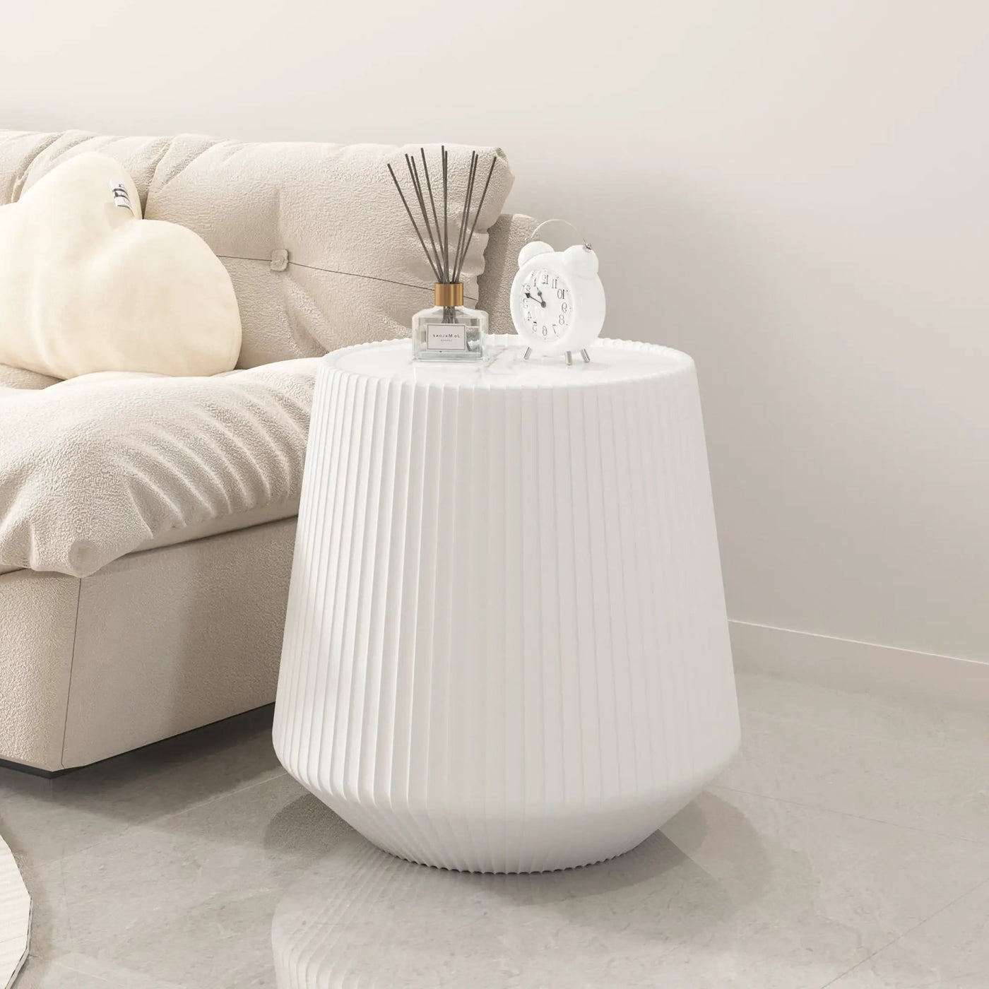 Light Sintered Stone Top Cup Shape Leather Coffee Table by HouseOfZazla