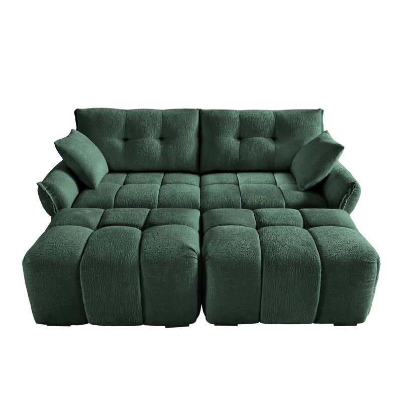 Sofa Set With Ottoman And Pillows, Textured, High Resilience Cushions by HouseOfZazla