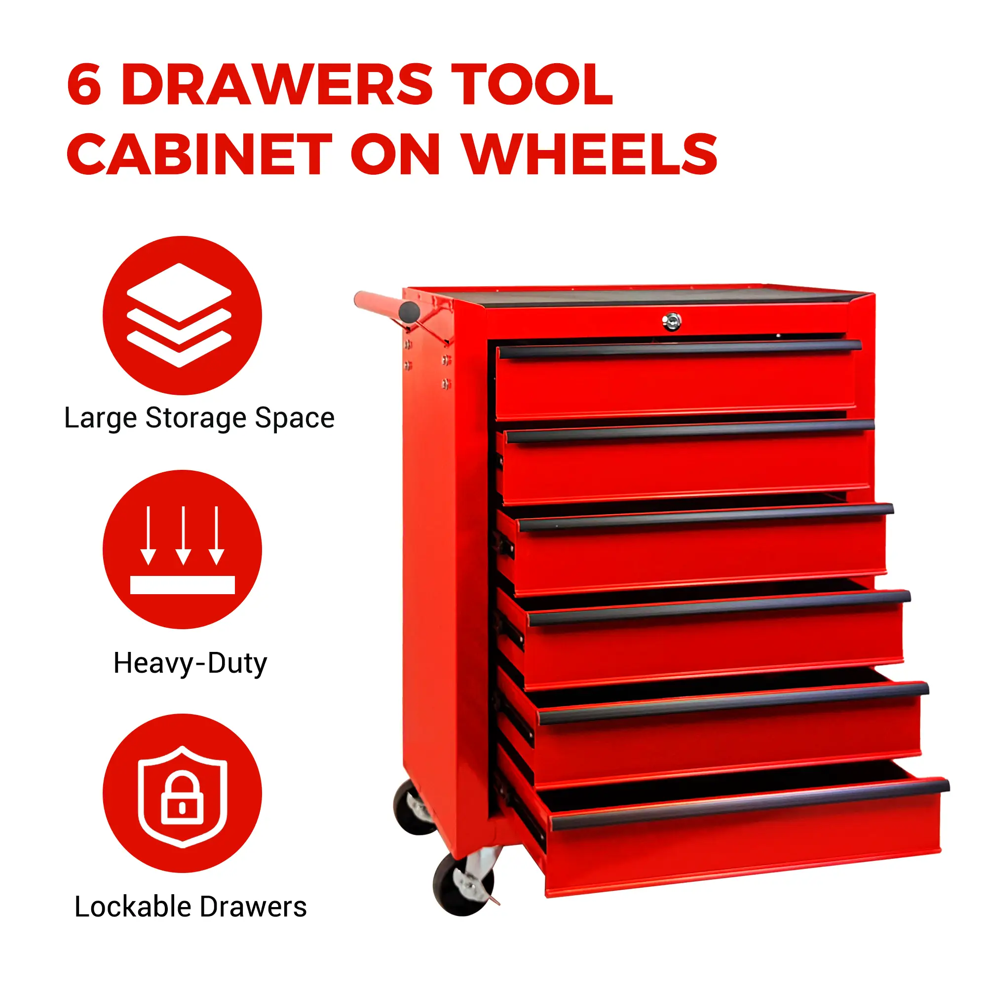 Rolling Metal Tool Chest with 6 Drawers, 20" Steel Storage Cabinet by HouseOfZazla