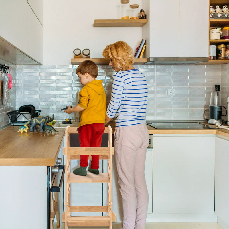 Solid Wood Learning Tower - Wood by HouseOfZazla