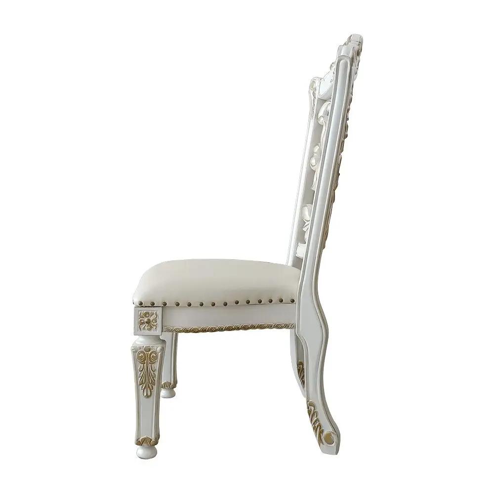 Vendome - 48" Side Chair (Set of 2) - Synthetic Leather & Antique Pearl by Unique Piece Furniture