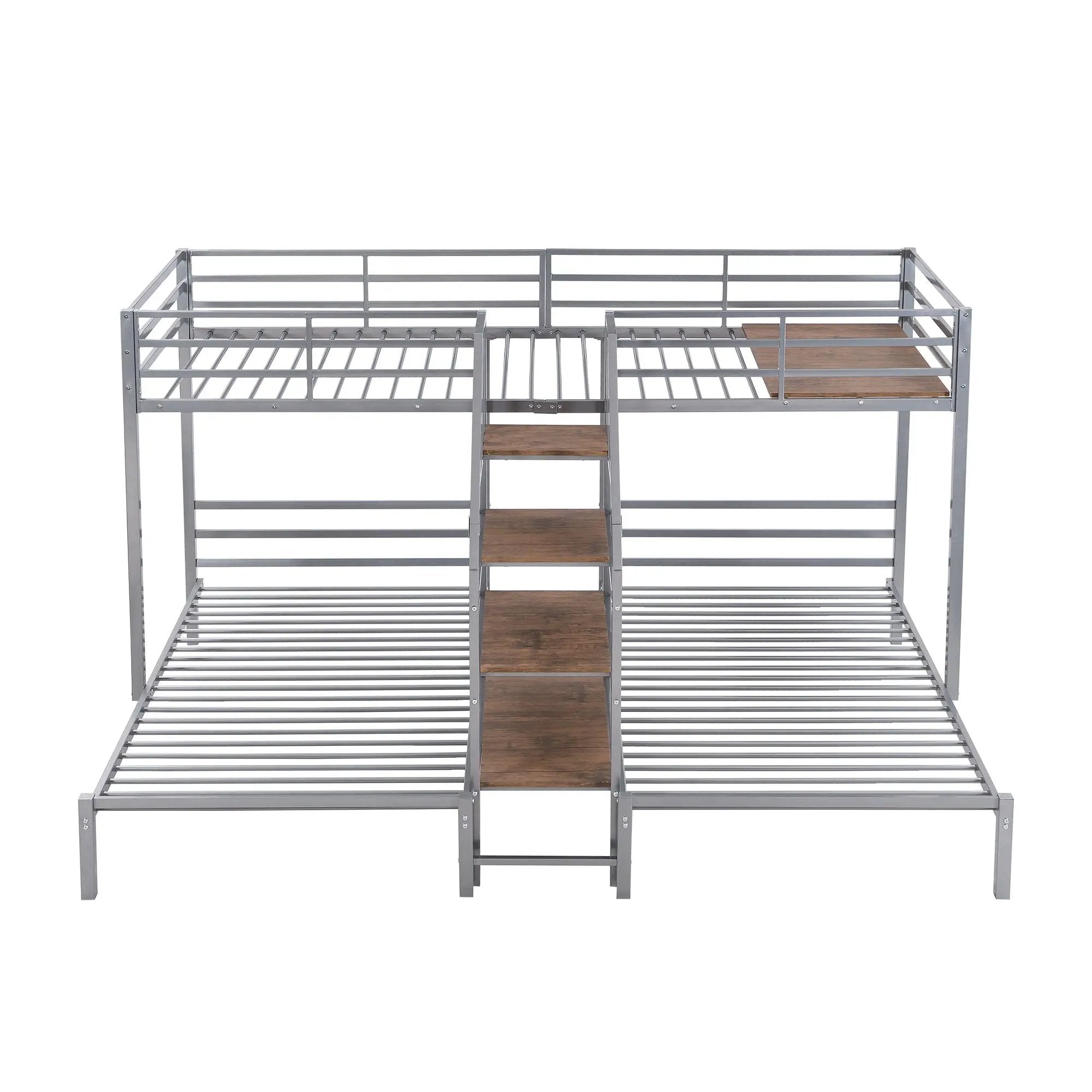 Metal Bunk Bed With Storage Shelves Staircase by HouseOfZazla