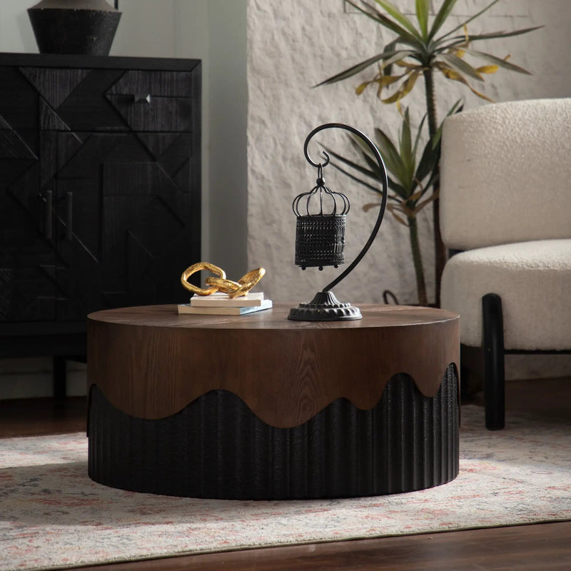 30.31" Round Coffee Table - Handcrafted Wooden Tea Table by HouseOfZazla