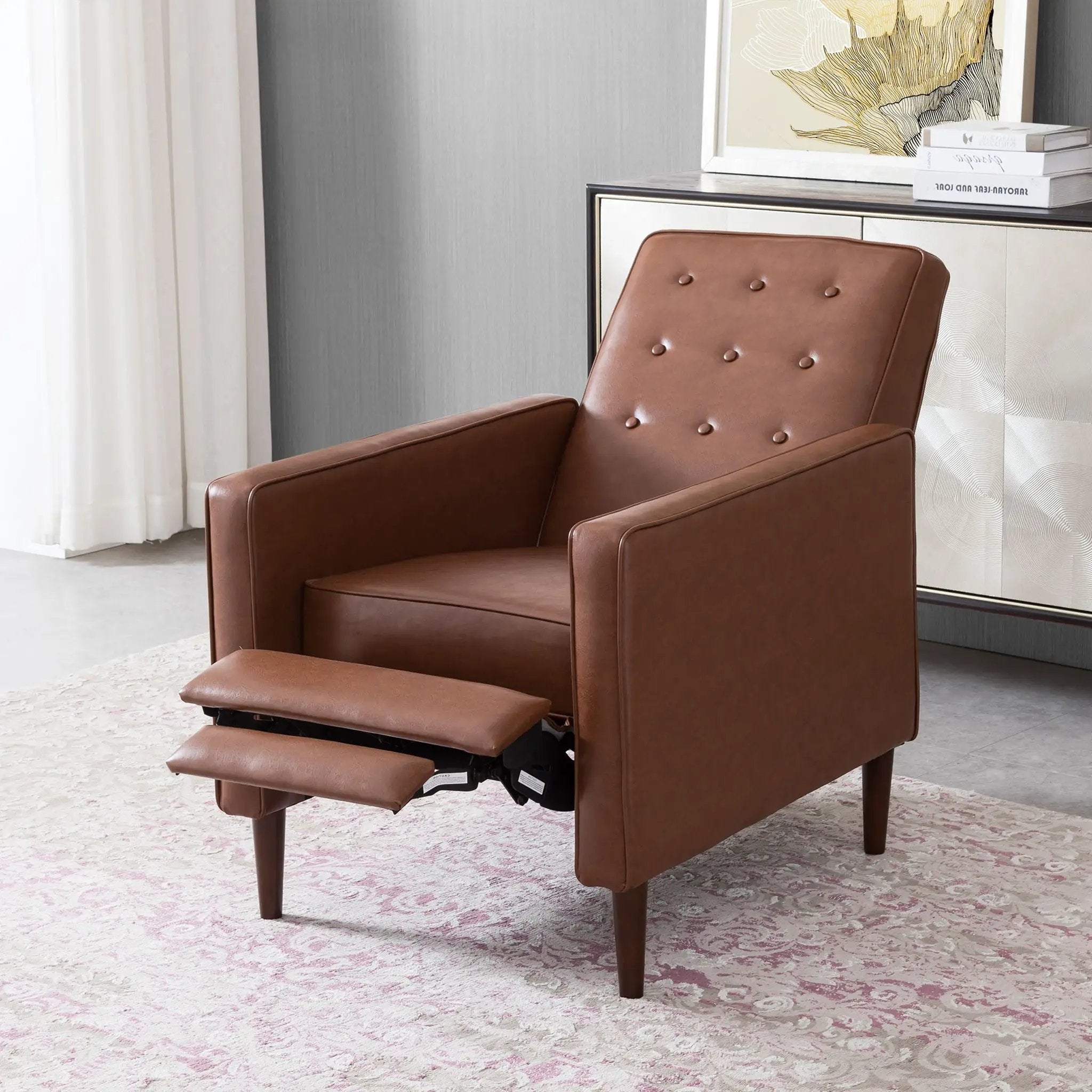 Mid-Century Modern Recliner With Button Tufted Waffle Stitch by HouseOfZazla