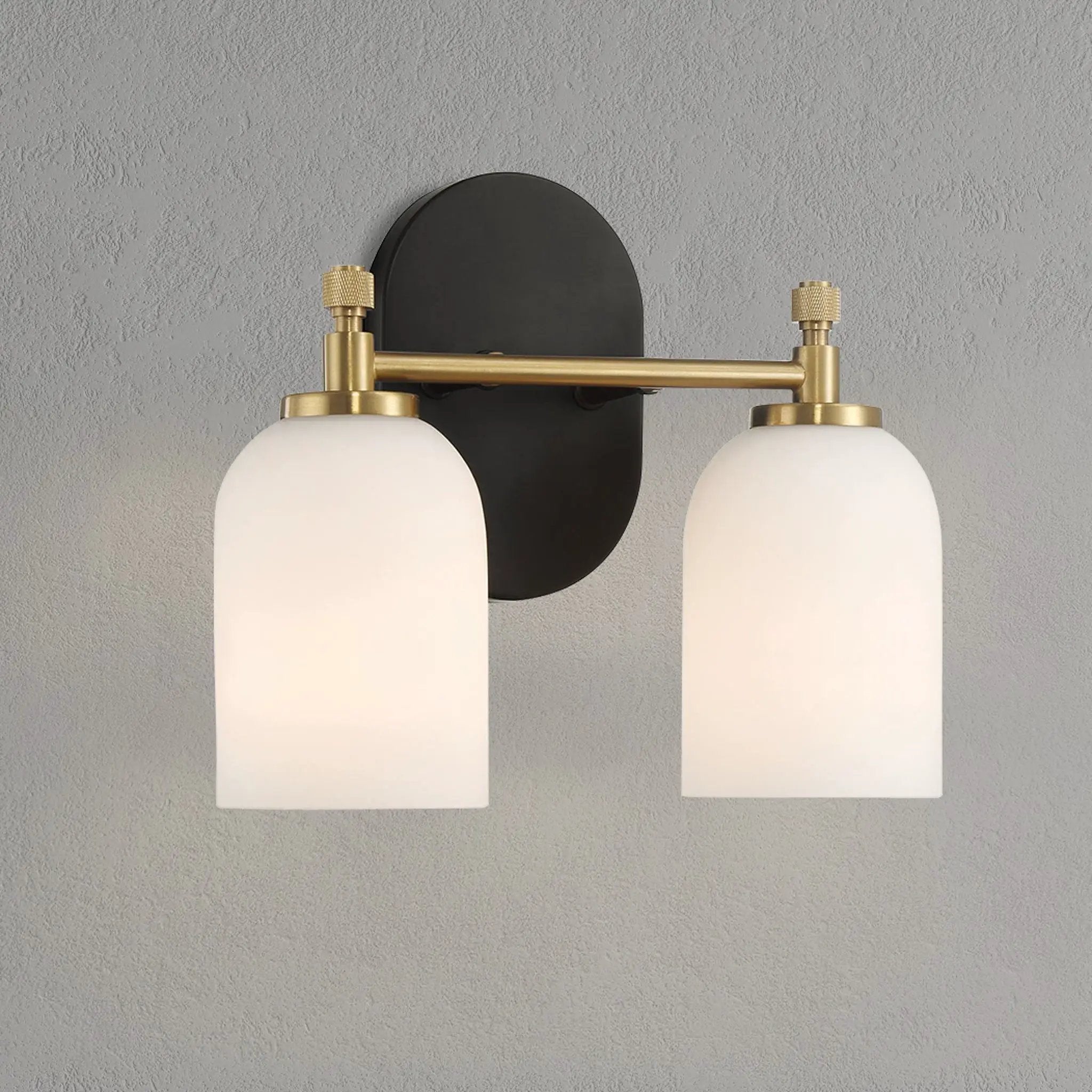 Meadows - 3 Lights Vanity Brush Bathroom Wall Light For Bathroom Over Mirror - Black / Gold / White by Unique Piece Furniture