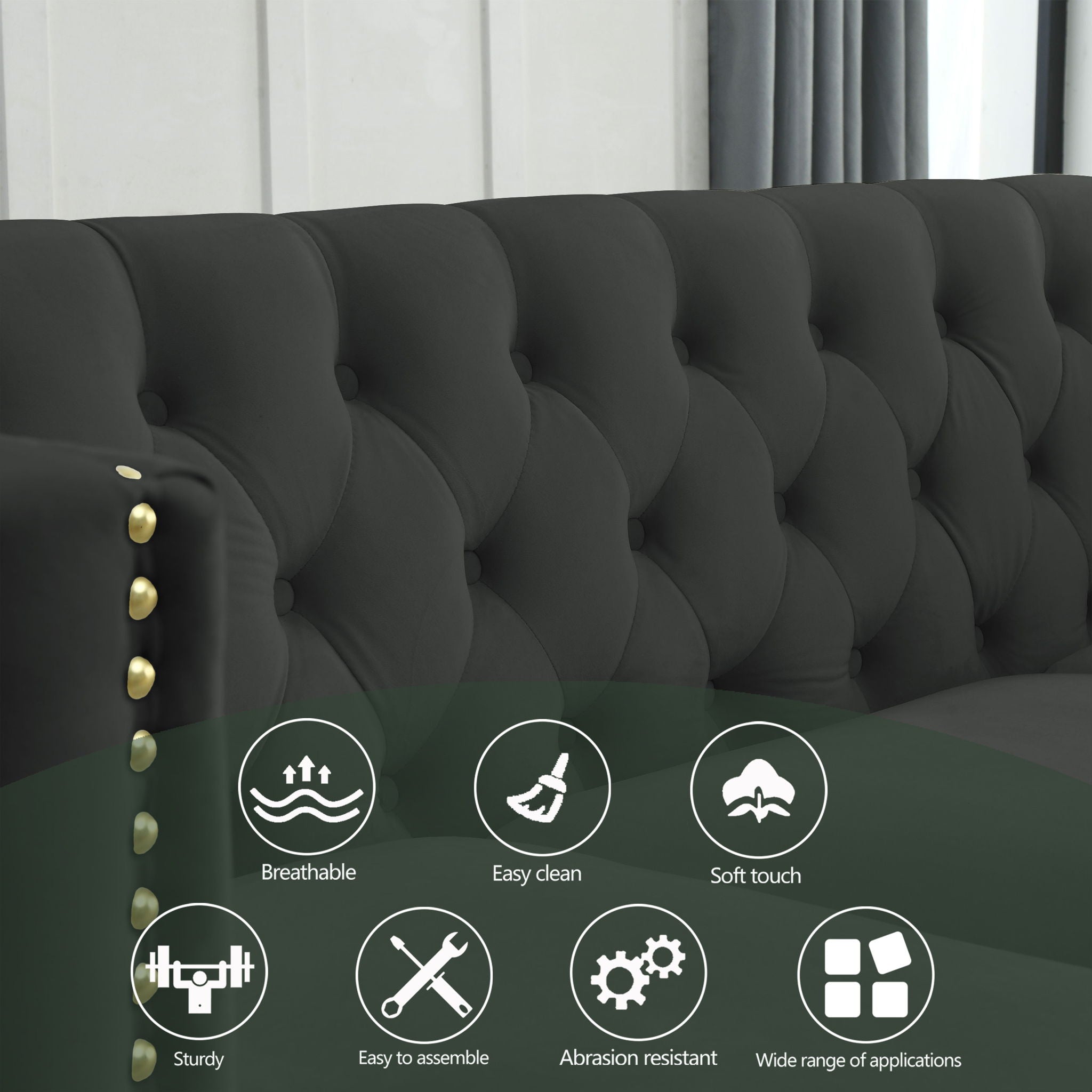 Modern Sofa With Button Tufting, Upholstered Couch For Living Room by HouseOfZazla