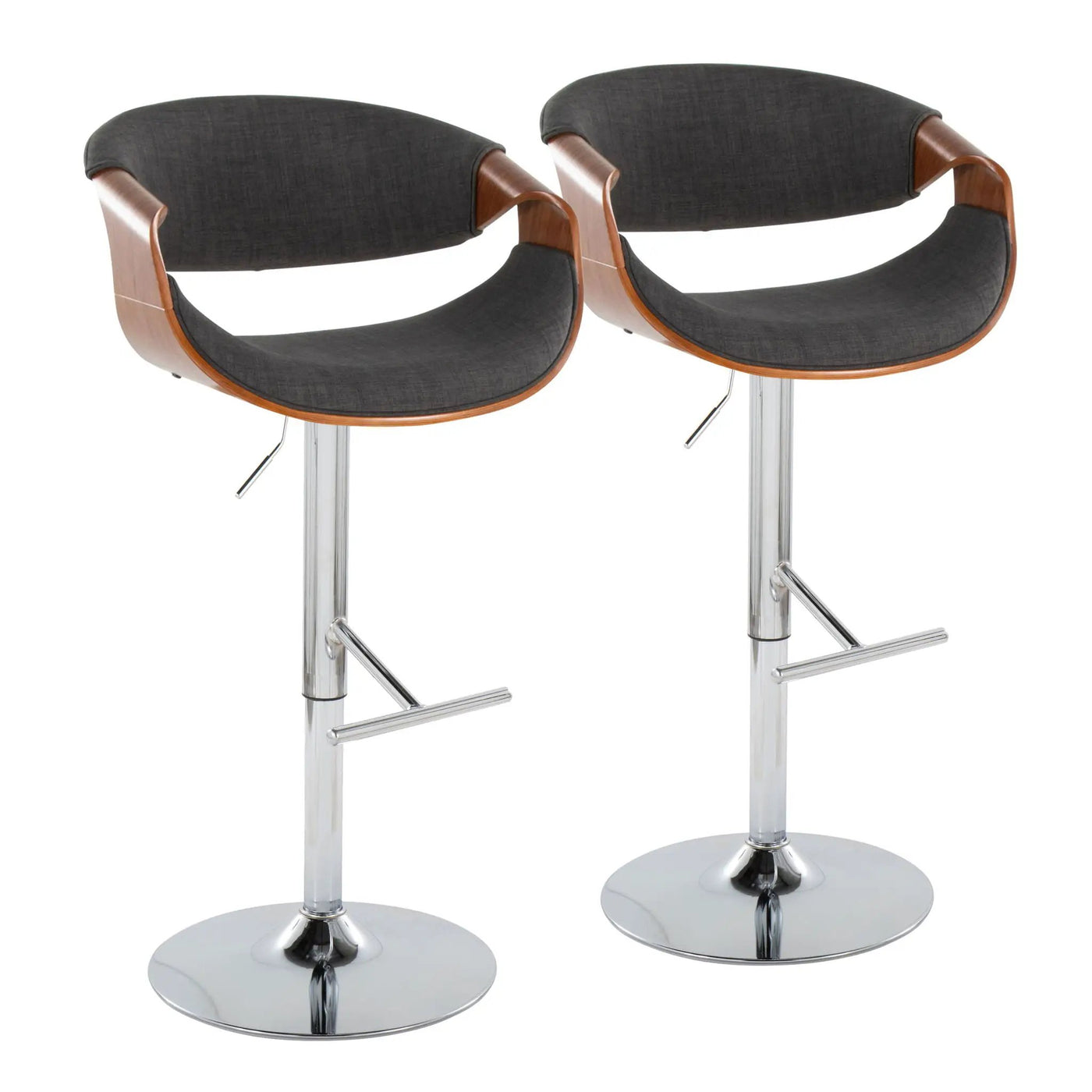 Curvo - Mid Century Modern Adjustable Barstool With Swivel With Straight T Footrest by Unique Piece Furniture