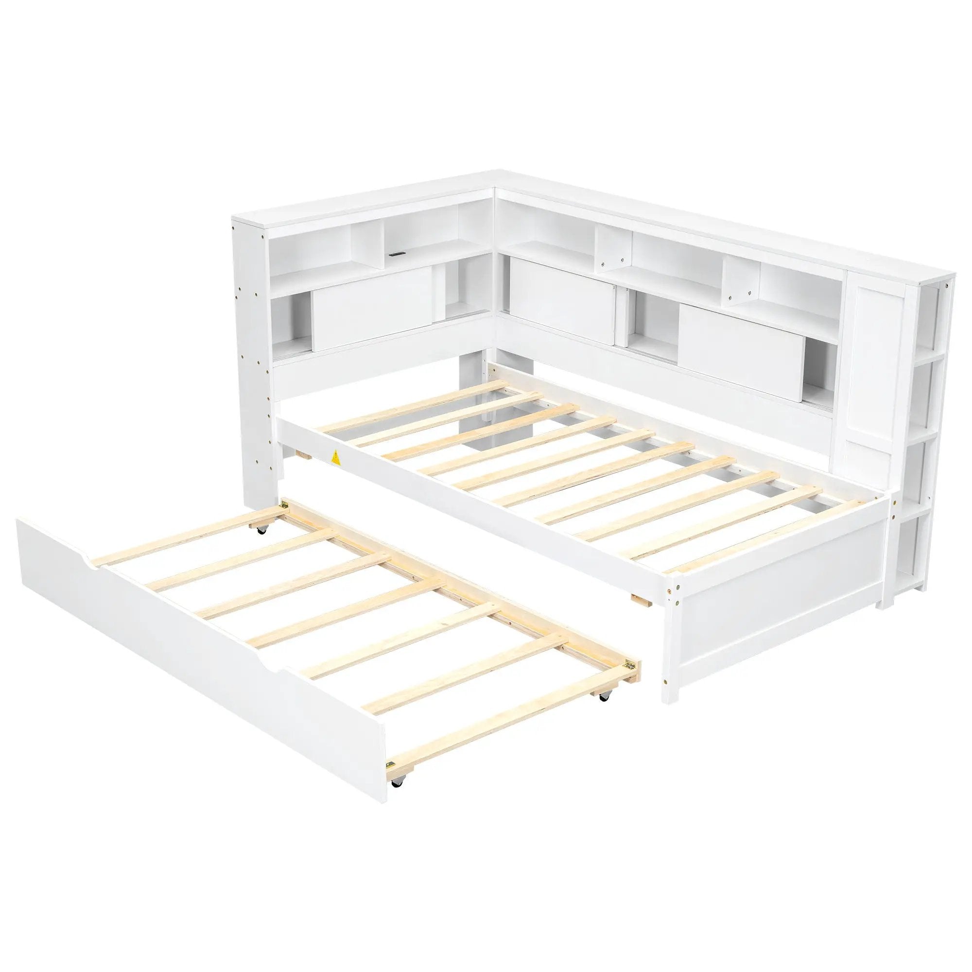 Daybed With Storage Shelves, USB Charging, And Trundle Bed by Unique Piece Furniture