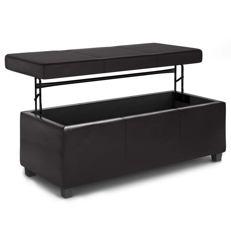 Avalon - Lift Top Rectangular Storage Ottoman - Tanners Brown by HouseOfZazla