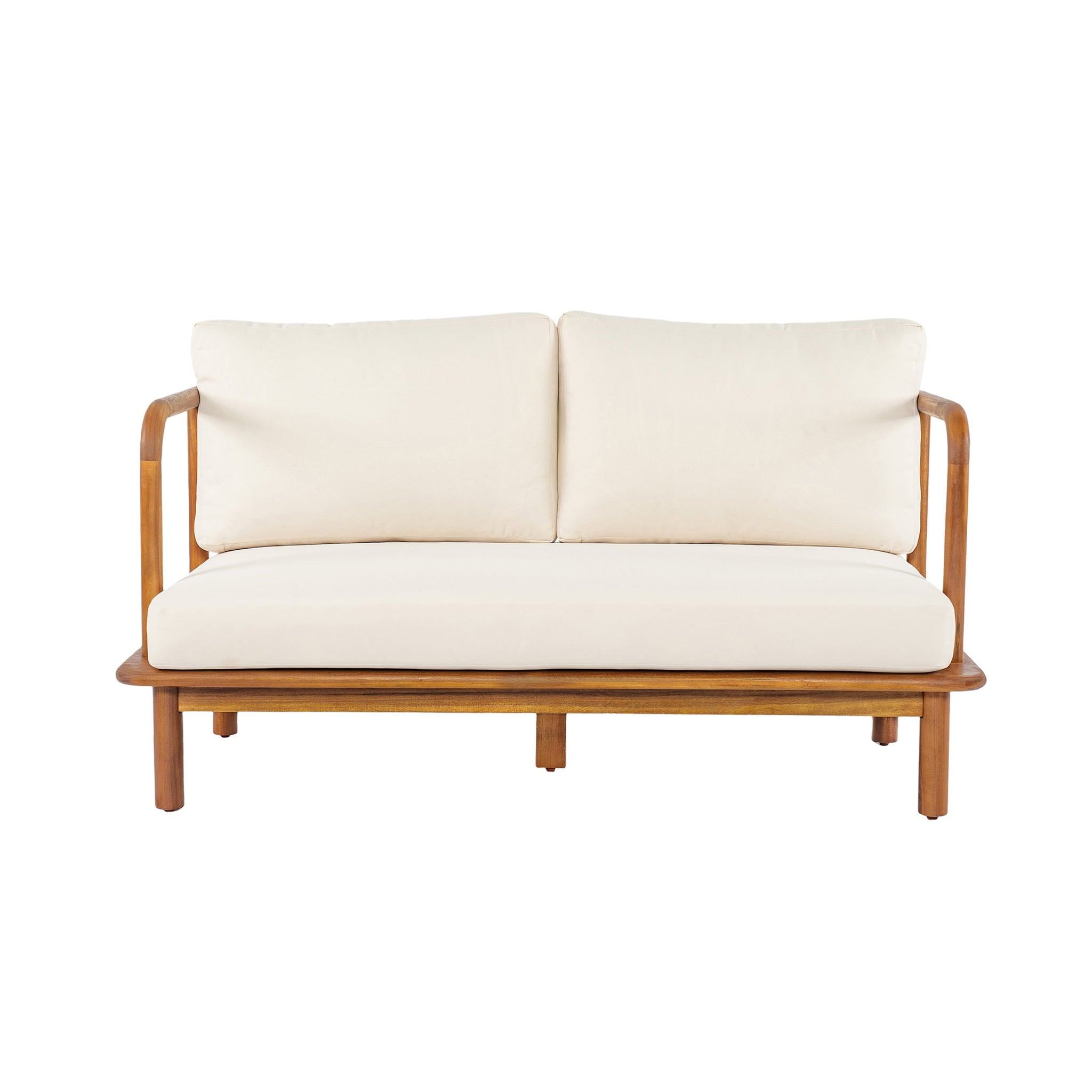 Canape 4-Pieces Acacia Conversation Set with Cream Cushion, Teak by HouseOfZazla