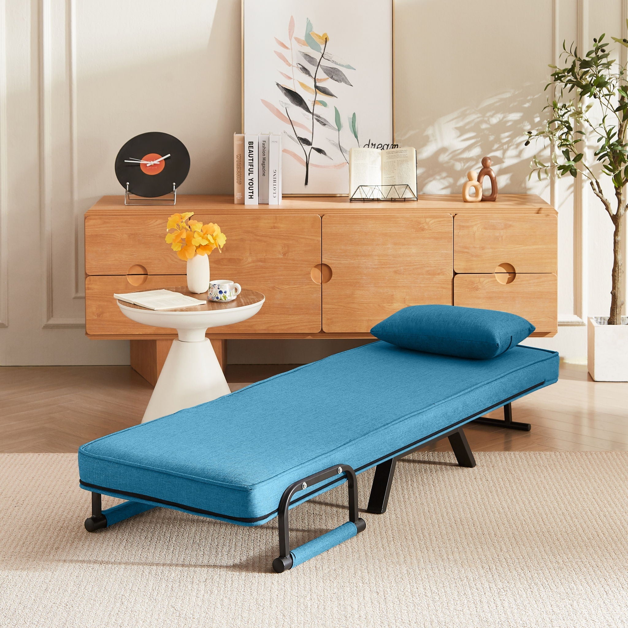 Convertible 5 In 1 Folding Chair Bed With Adjustable Backrest & Pillow by HouseOfZazla