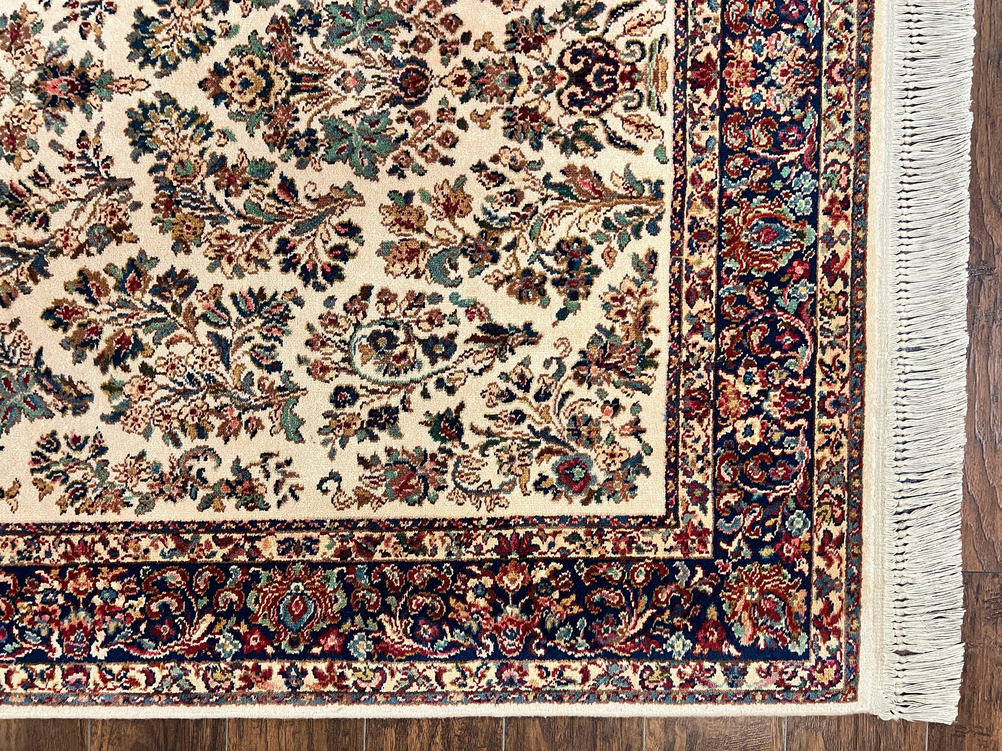 Karastan Rug 5.9 x 9 Ivory Sarouk #760, Vintage Wool Original Collection 700 Series, Discontinued by Jewel Rugs
