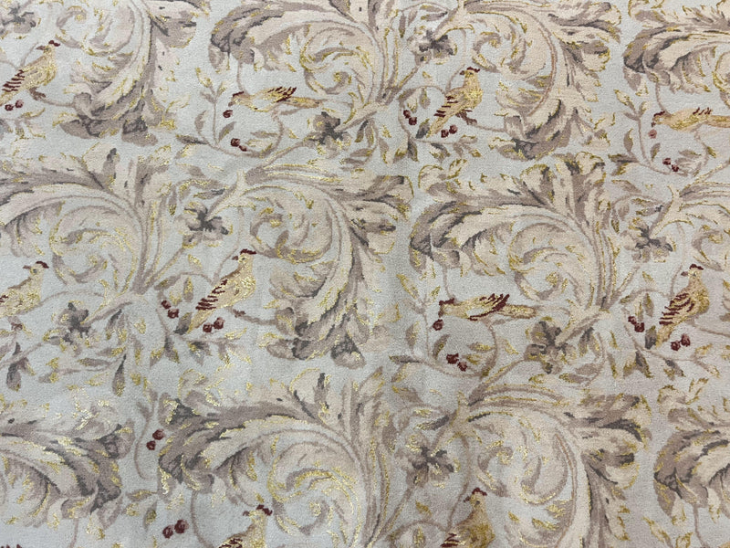 Aubusson Rug 10x14, Wool & Silk Highlights Hand Knotted Vintage Carpet, Birds Flowers, Fine Details, Elegant by Jewel Rugs