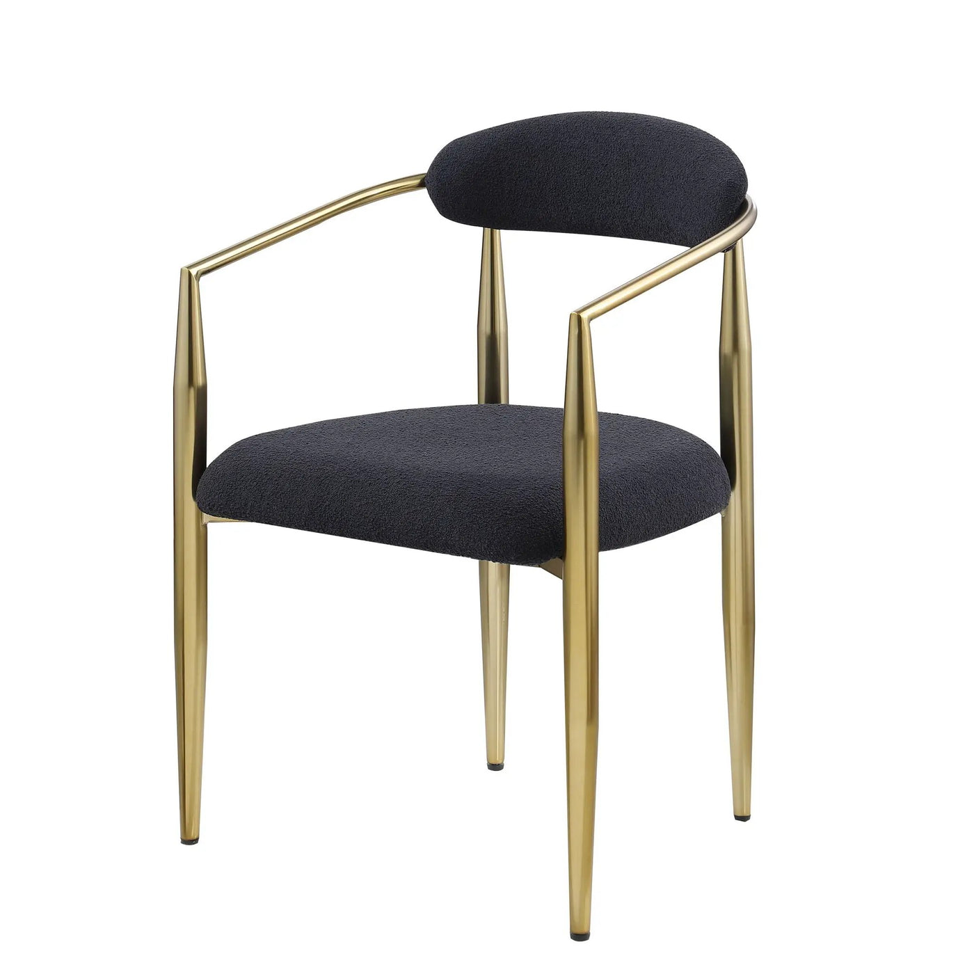 Dining Chairs (Set of 2), Mid-Century Modern Dining Chairs, Kitchen Dining Room Chairs, Round Boucle Backrest Sherpa Dining Chair With Metal Legs by Unique Piece Furniture