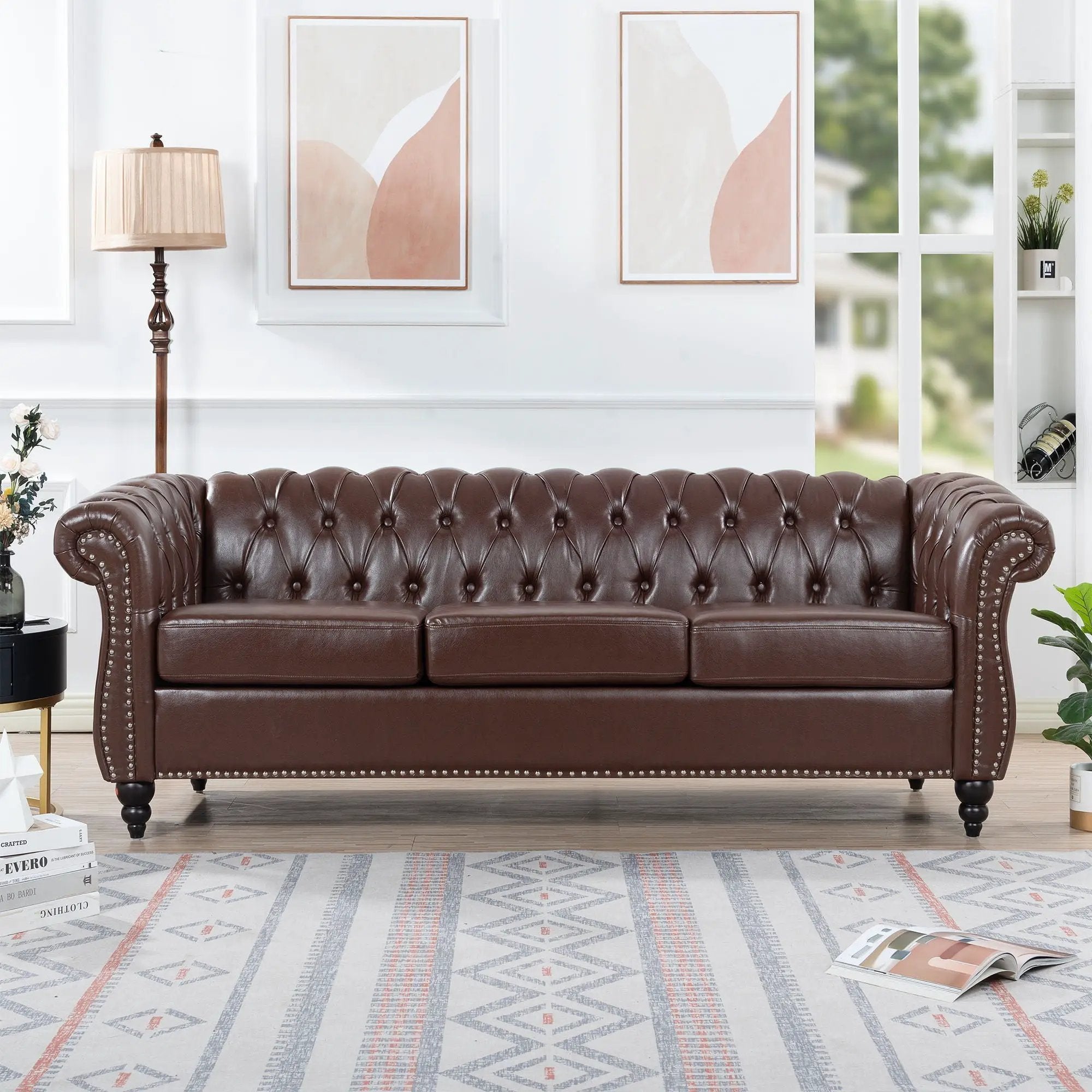 Rolled Arm Chesterfield 3 Seater Sofa by HouseOfZazla