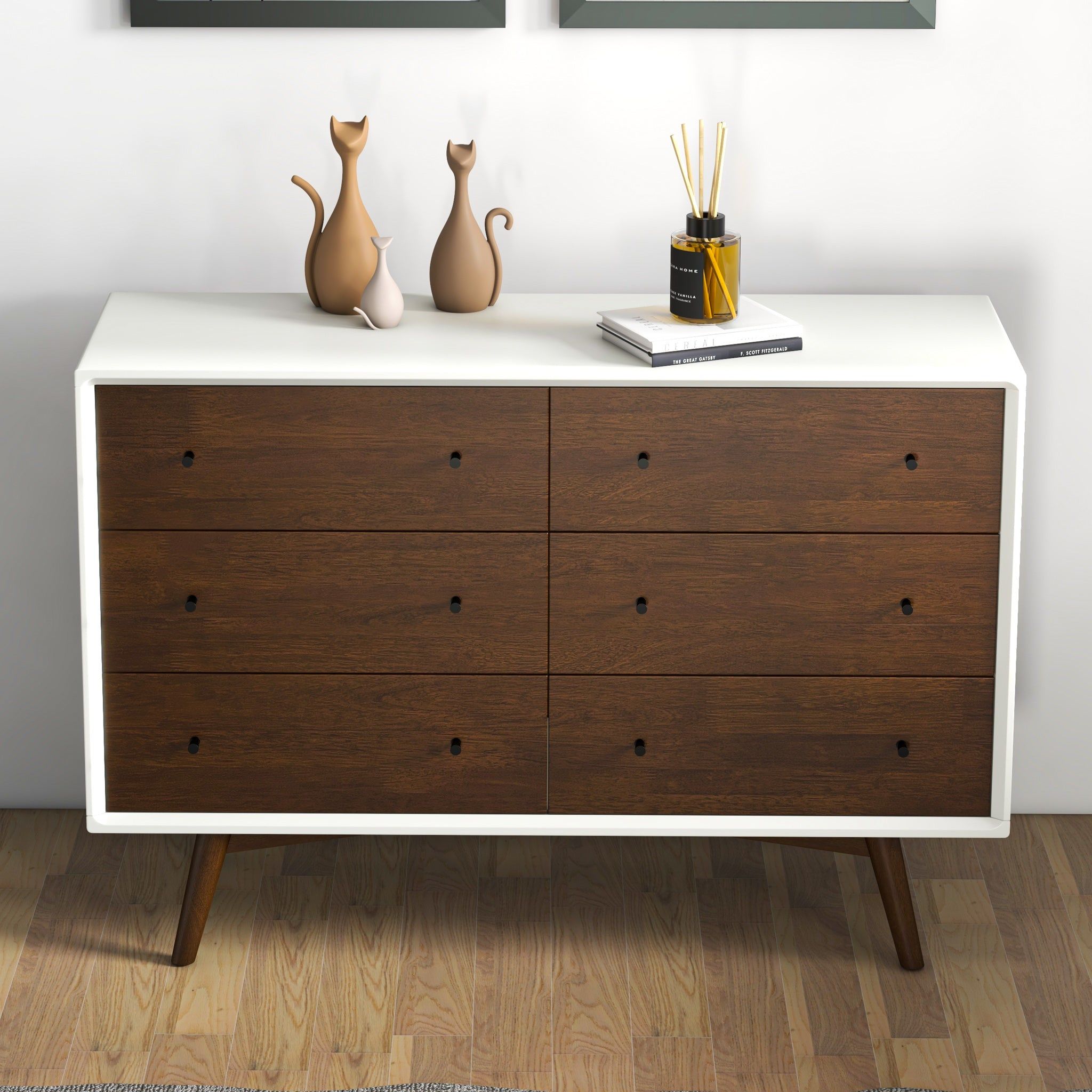 Dresser 6 Drawer - Dark Brown / White by HouseOfZazla