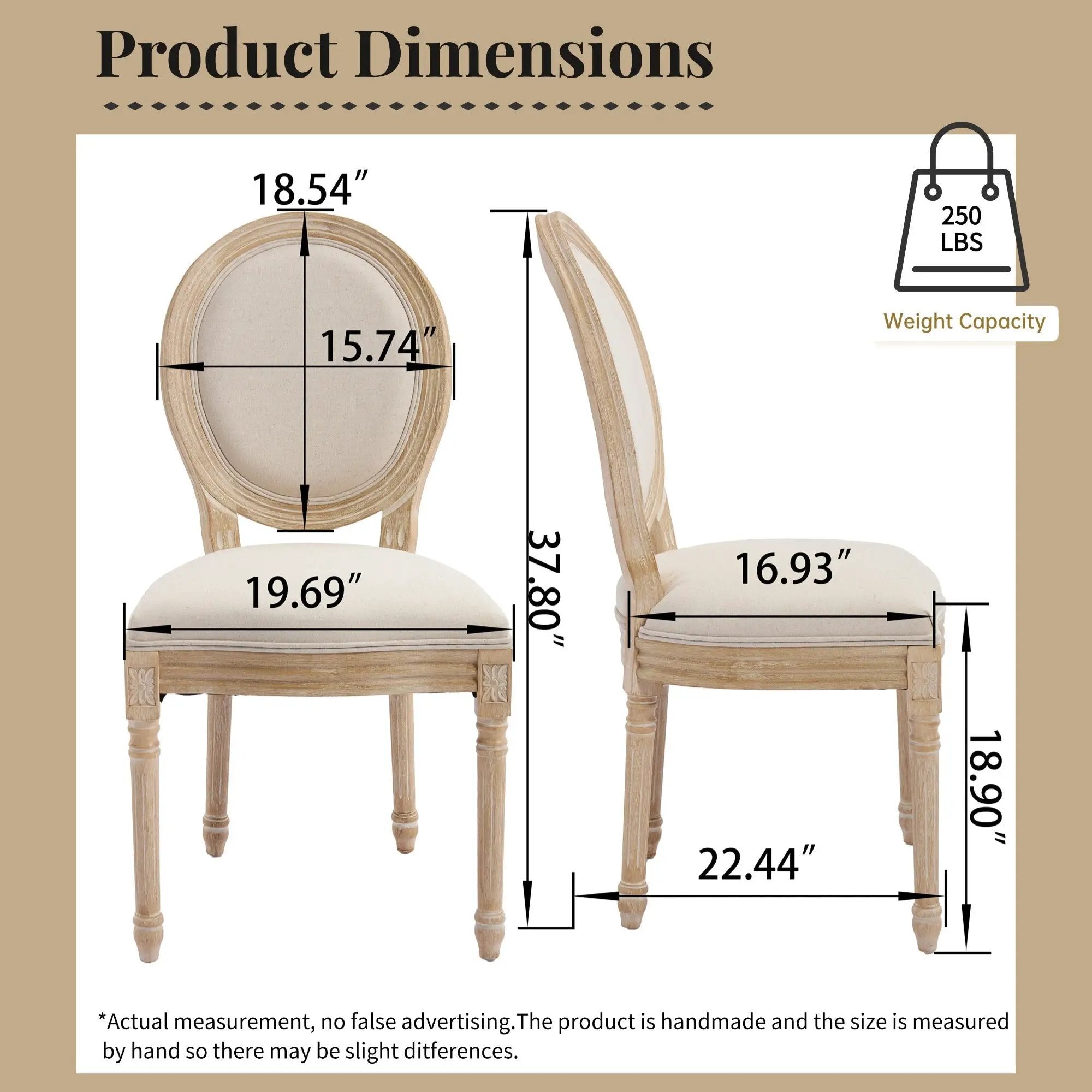 French Country Dining Chairs Set of 2 with Upholstered Round Back by HouseOfZazla