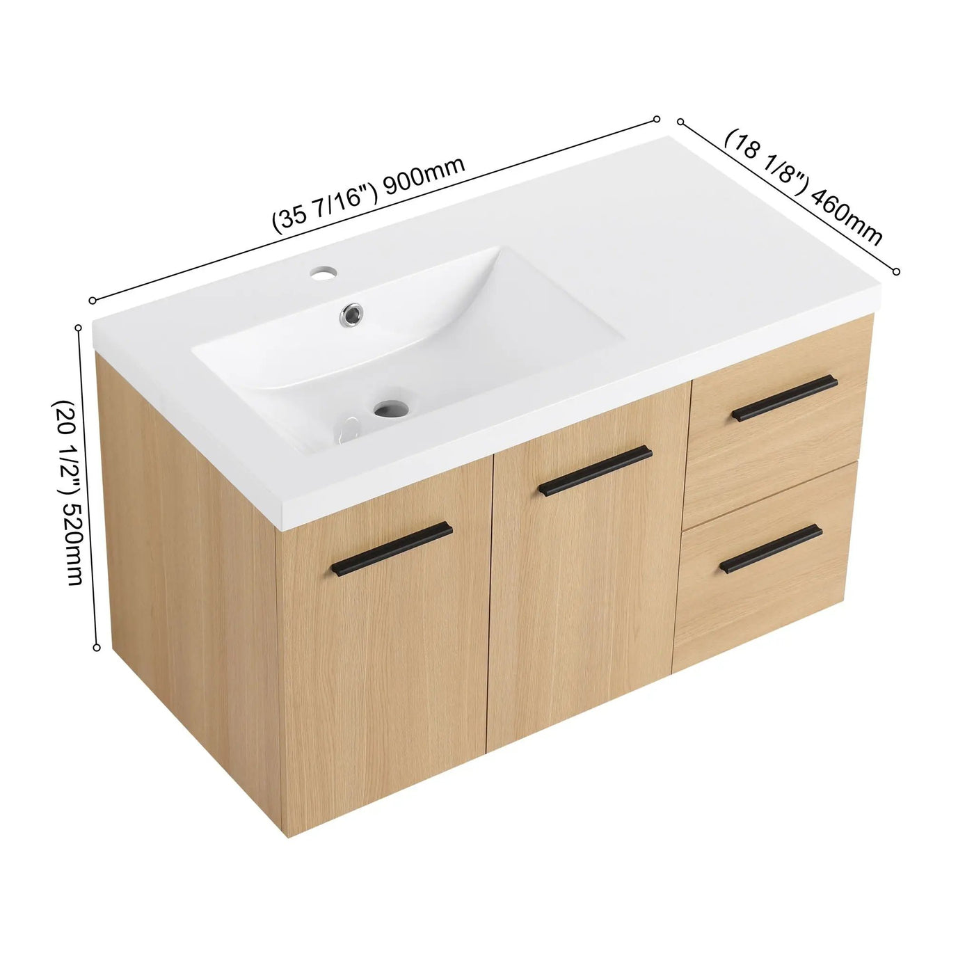 Wall Mounted Floating Bathroom Vanity With Sink, Door & Drawers Modular Cabinet by Unique Piece Furniture