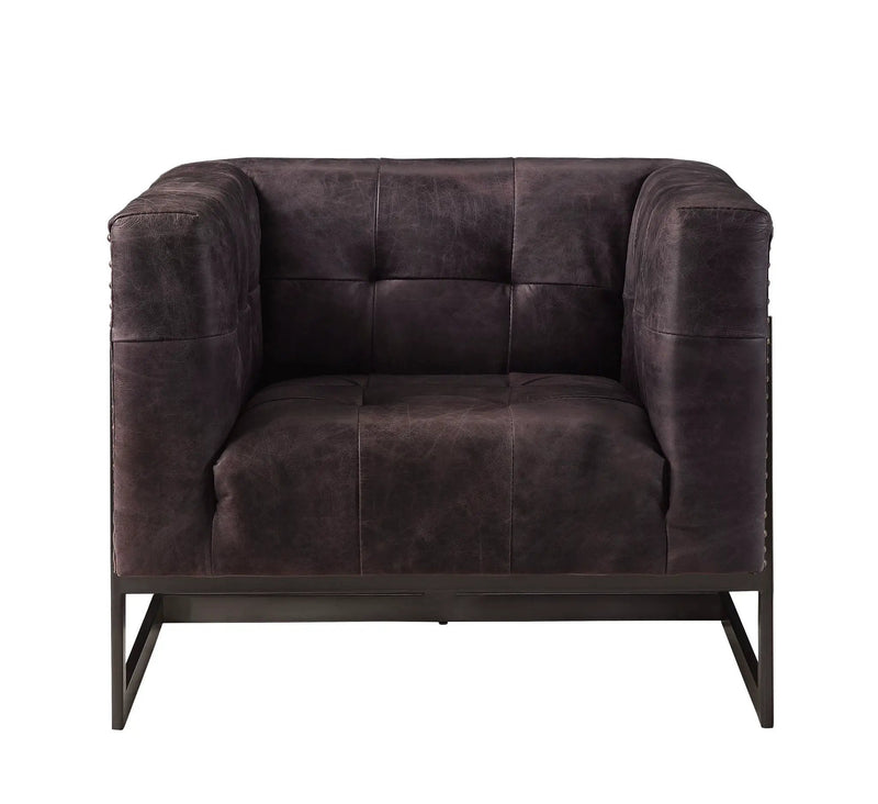 Sagat - Accent Chair - Antique Ebony Top Grain Leather & Rustic Oak by Unique Piece Furniture