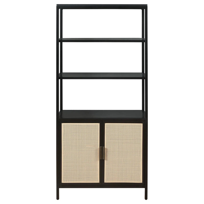 Amherst 3-shelf Radio Weave Cane Metal Accent Cabinet Black by Unique Piece Furniture