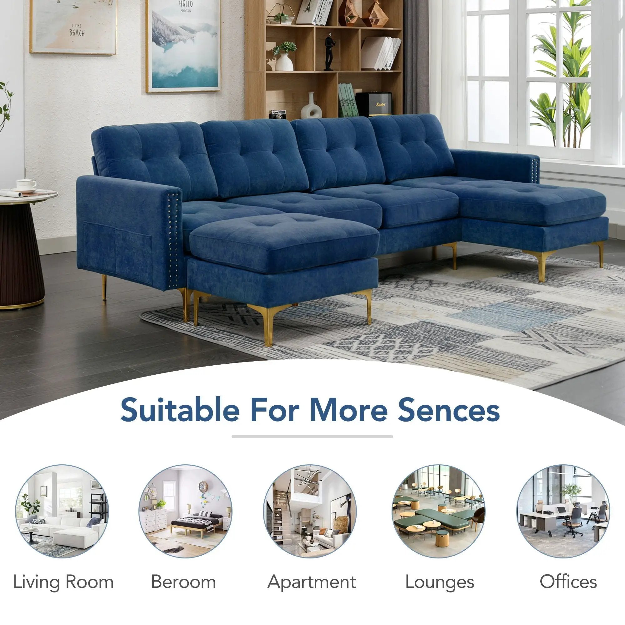 Modern L - Shape Convertible Sectional Sofa With Movable Ottoman by HouseOfZazla
