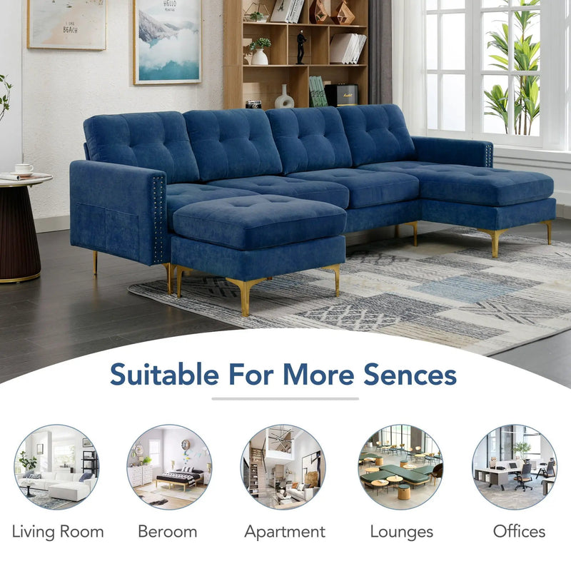 Modern L - Shape Convertible Sectional Sofa With Movable Ottoman by HouseOfZazla