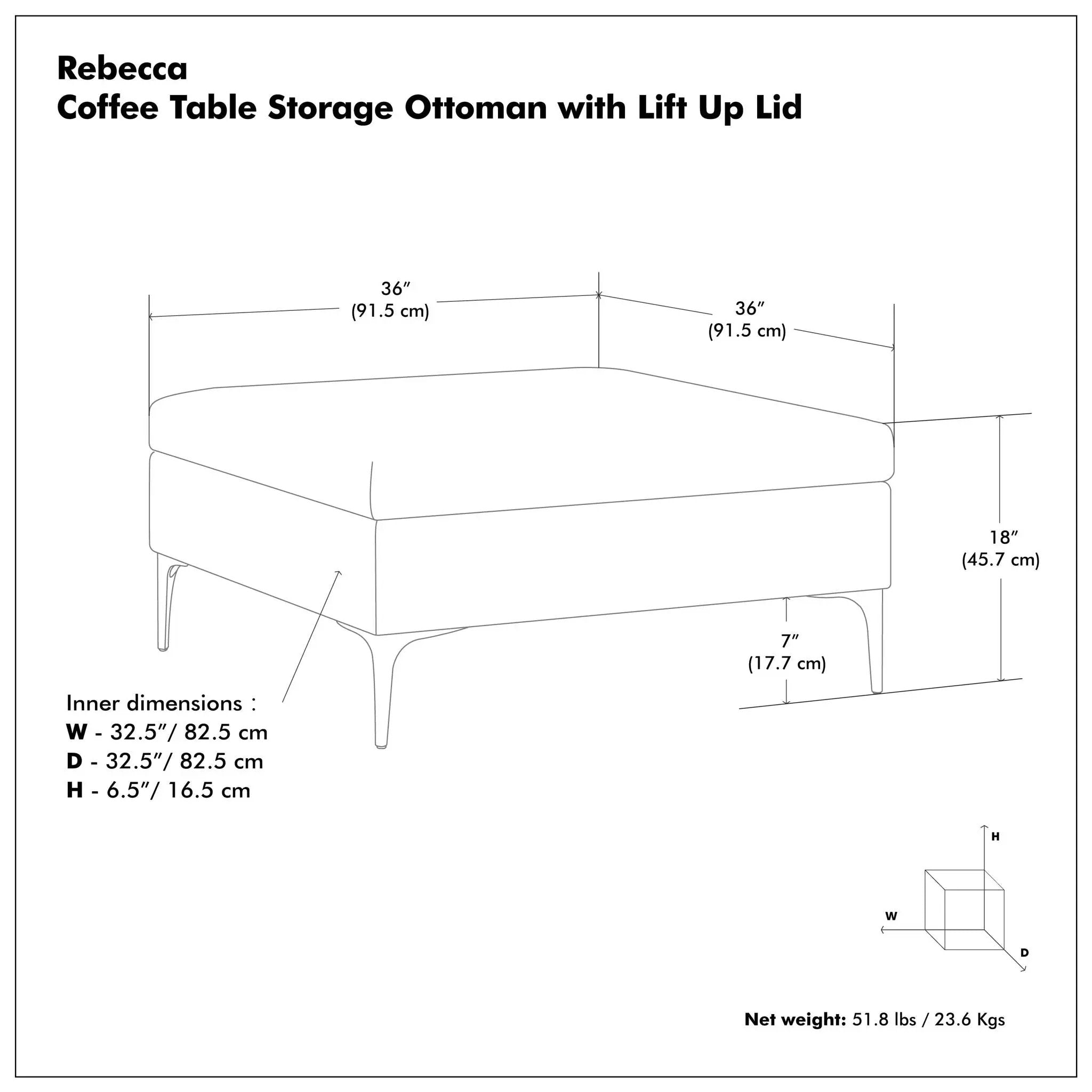 Rebecca - Multifunctional Coffee Table Storage Ottoman With Lift Up Lid by Unique Piece Furniture