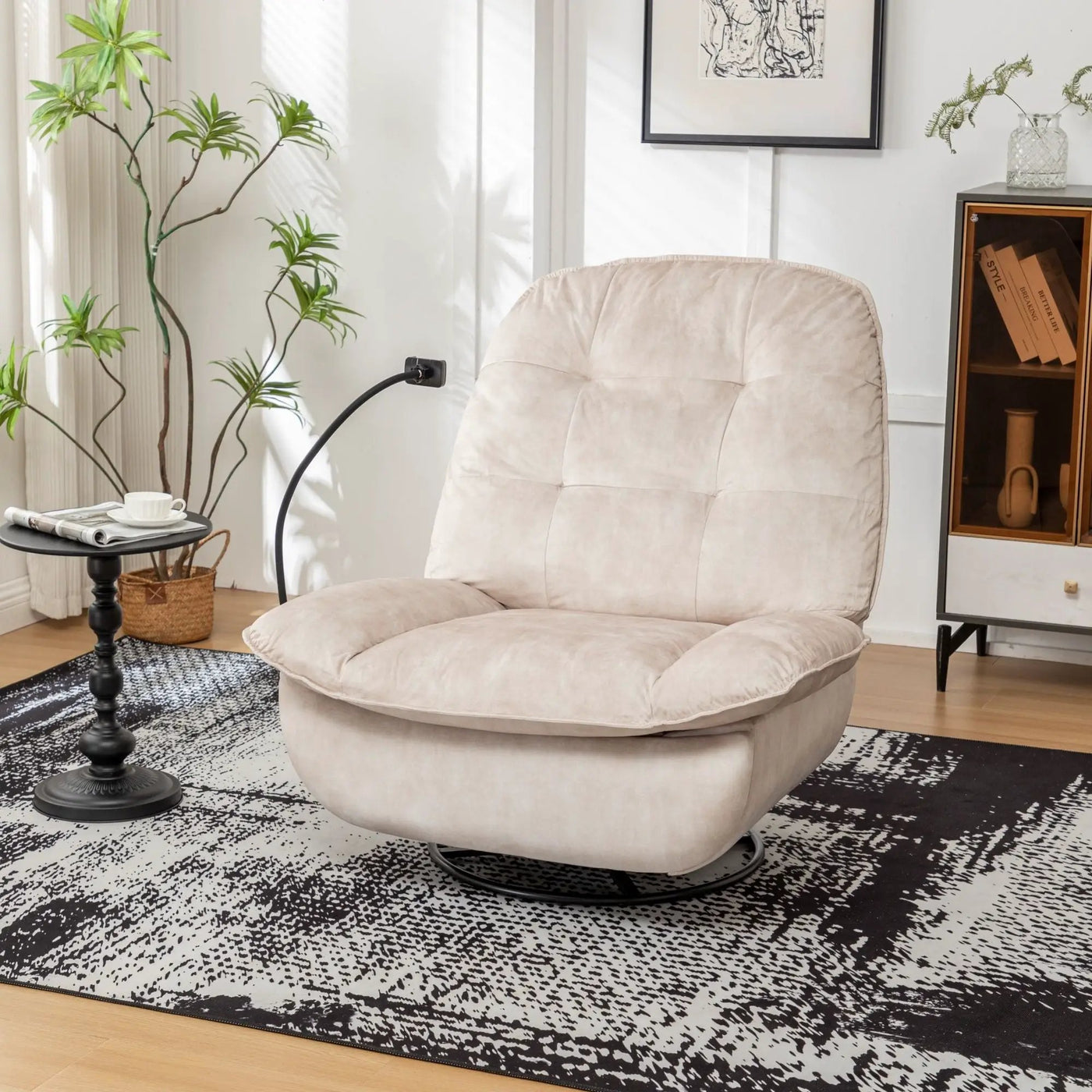 Modern Swivel Gliding Recliner Chair With Rocking Function And Phone Holder, Large Comfortable by HouseOfZazla
