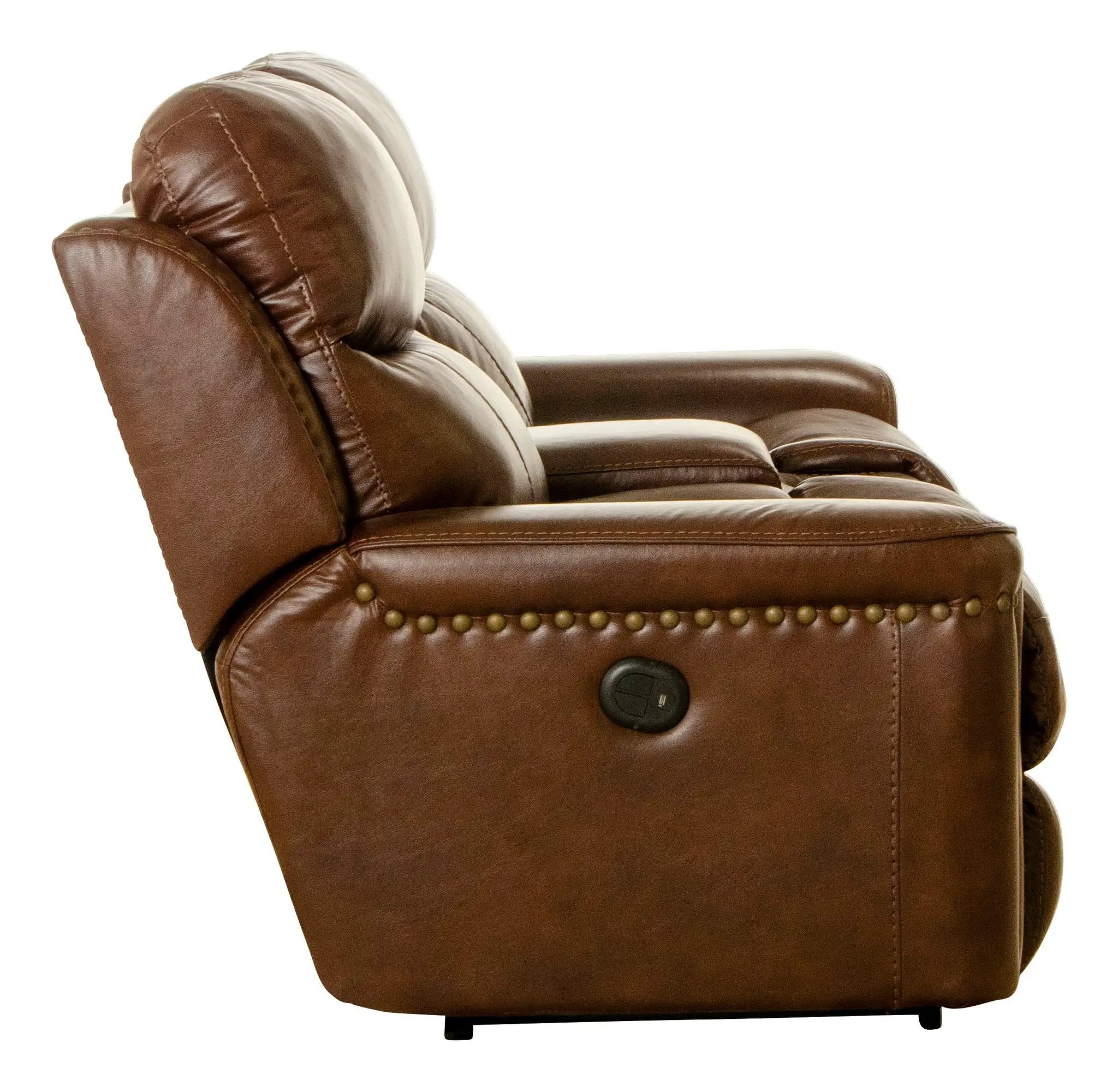 Ceretti - Power Reclining Console Loveseat - Brown Top Grain Italian Leather Match by Unique Piece Furniture