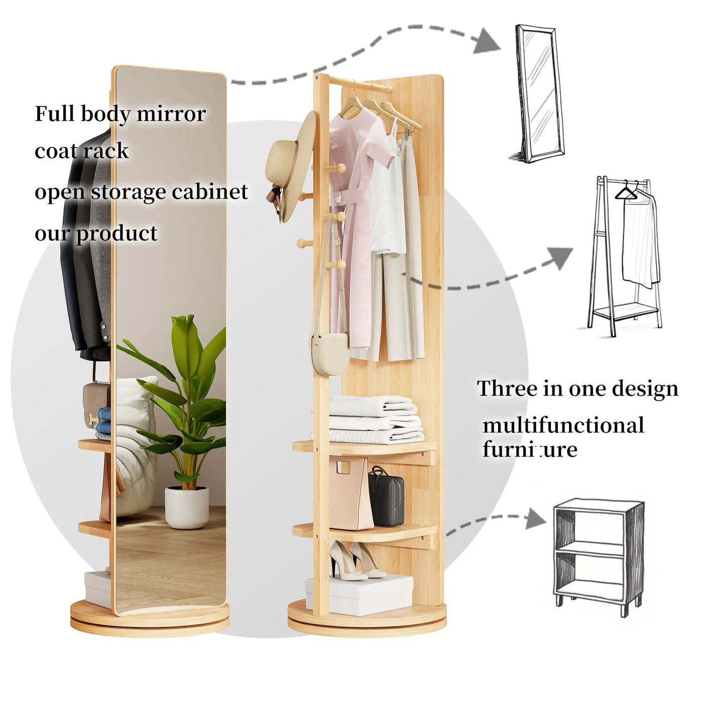 3 In 1 Multifunctional Full-Length Clothing Mirror by HouseOfZazla