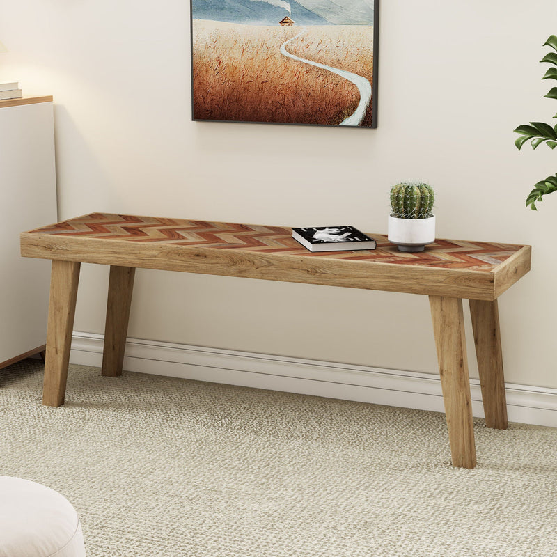 Artisan Handcrafted Mango Wood Bench Rustic Boho Style - Natural by HouseOfZazla