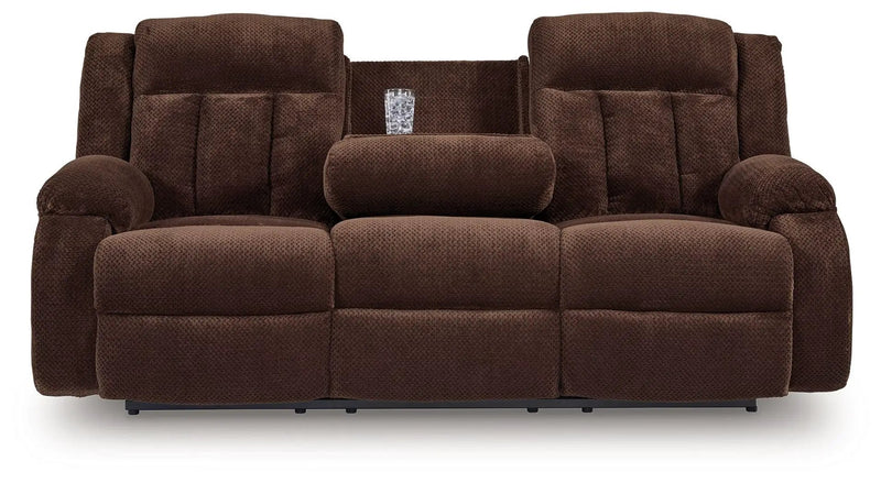 Free Wake - Reclining Power Sofa With Drop Down Table - Chocolate by Unique Piece Furniture