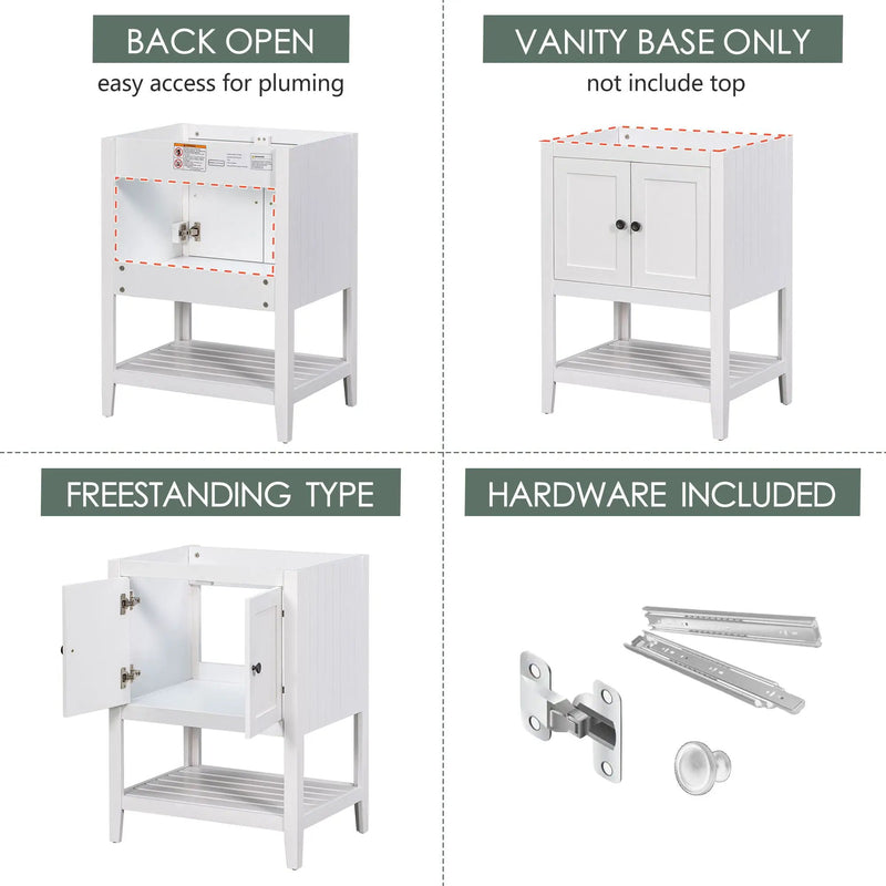 Bathroom Vanity Base Only, Soild Wood Frame, Bathroom Storage Cabinet With Doors And Open Shelf by Unique Piece Furniture
