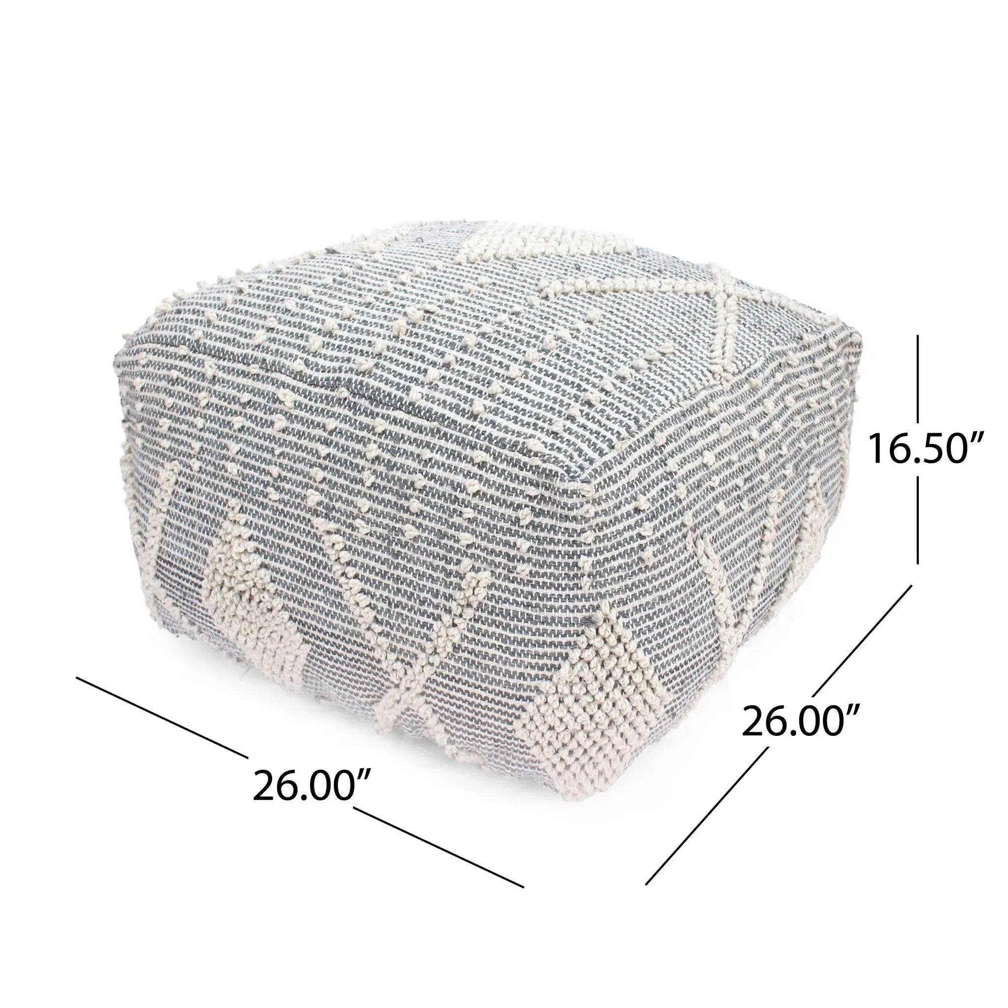 Diamond - Handcrafted Faux Yarn Pouf - Ivory / Gray by Unique Piece Furniture