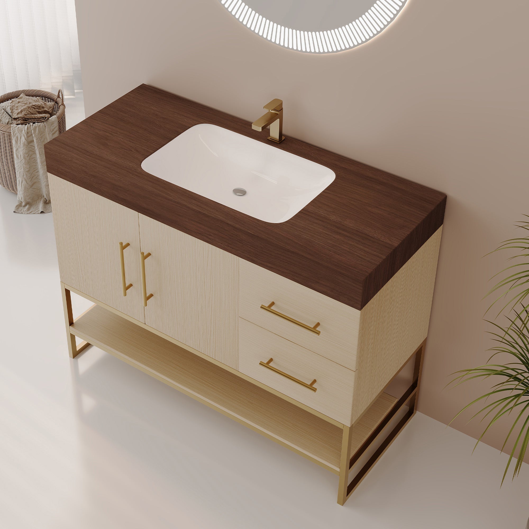 36" Modern Free-Standing Bathroom Vanity with Seamless Ceramic Sink & Sintered Stone Top by HouseOfZazla