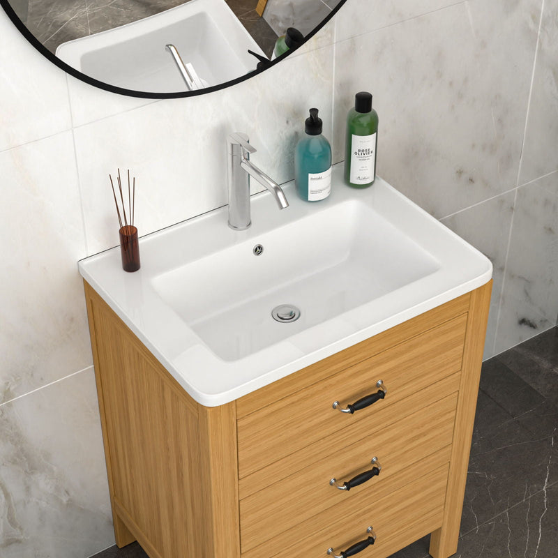 Rectangular Single Vanity Top With 1 Faucet Hole And Overflow, 28 X 19" - White by HouseOfZazla