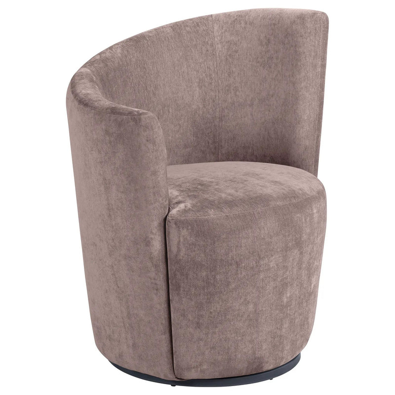 Nueva Upholstered Swivel Chair Curved Backrest Blush by Unique Piece Furniture