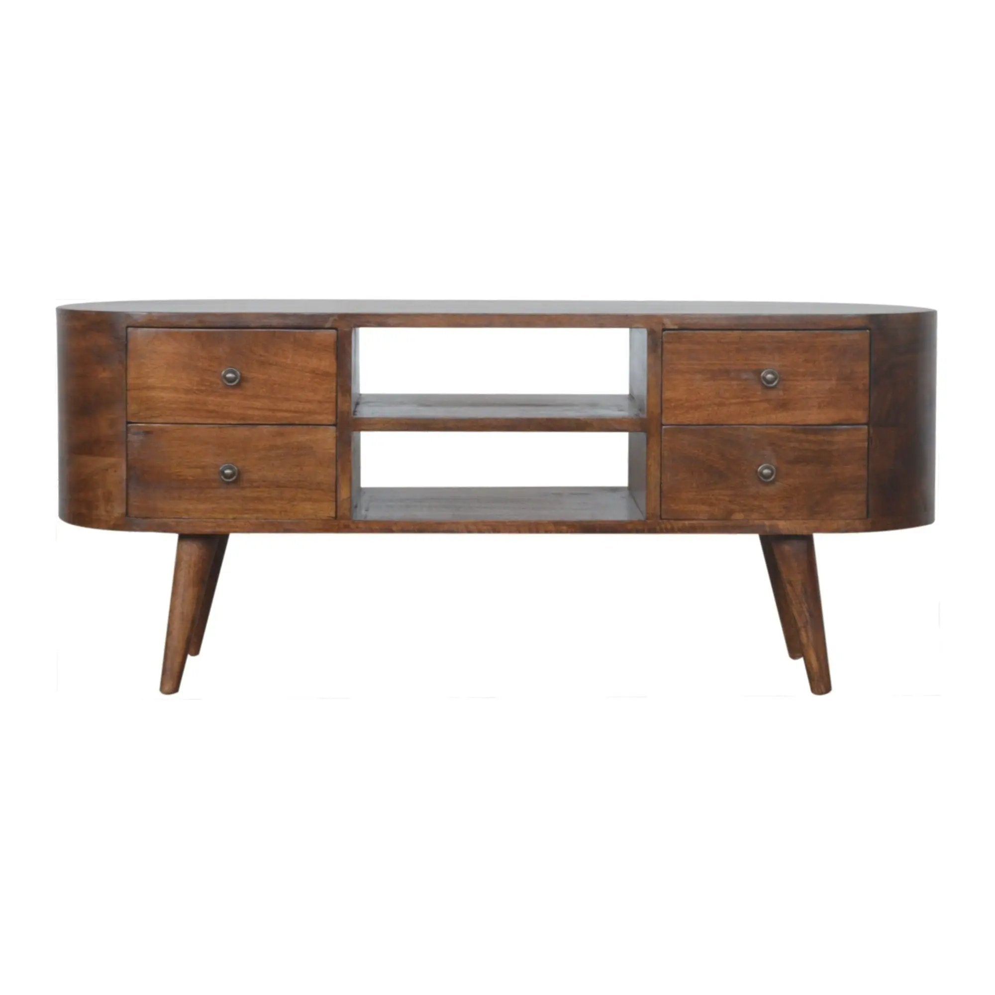 Solid Wood Rounded Entertainment Unit by HouseOfZazla