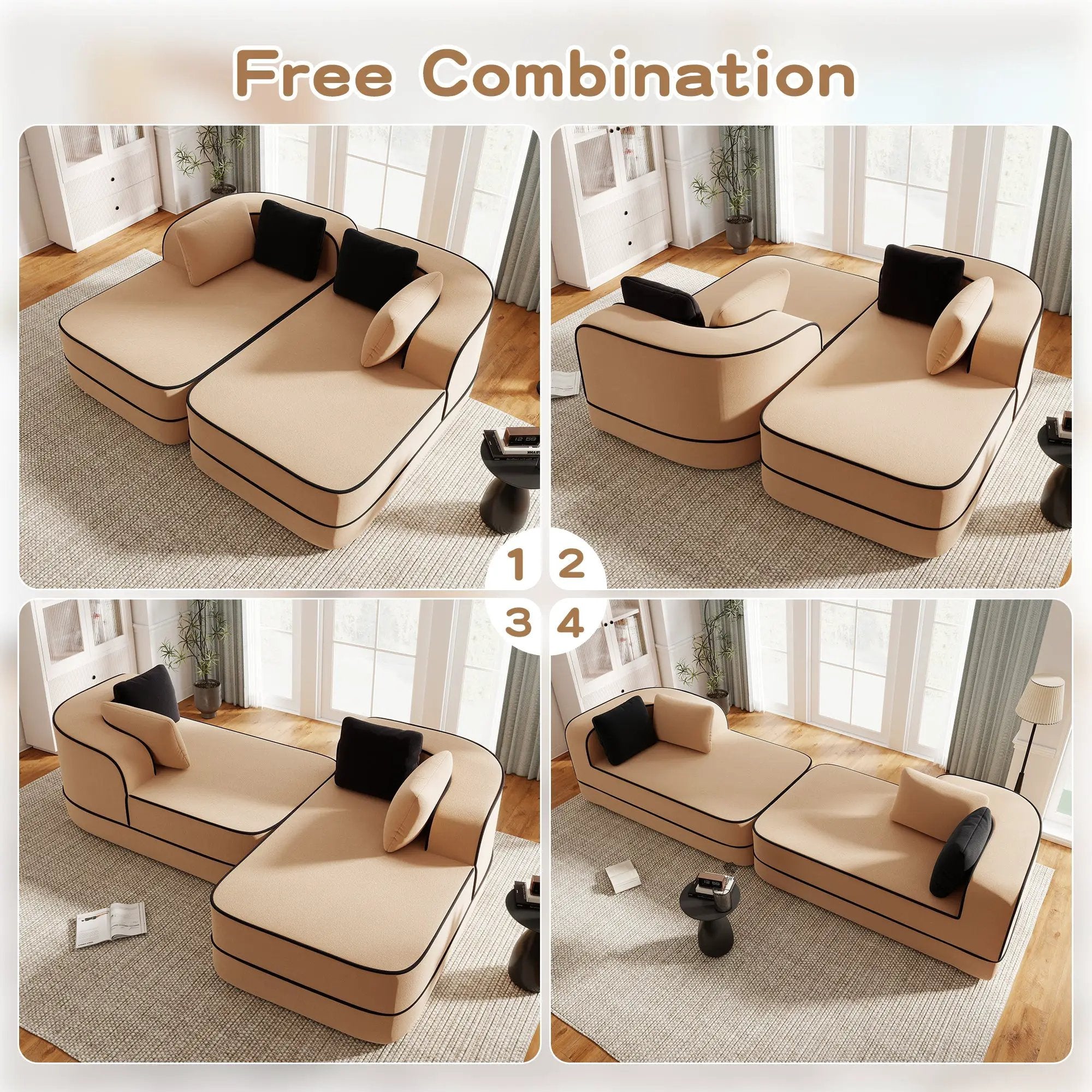 77.2" Teddy Fabric No Assembly Sofa in Camel by HouseOfZazla