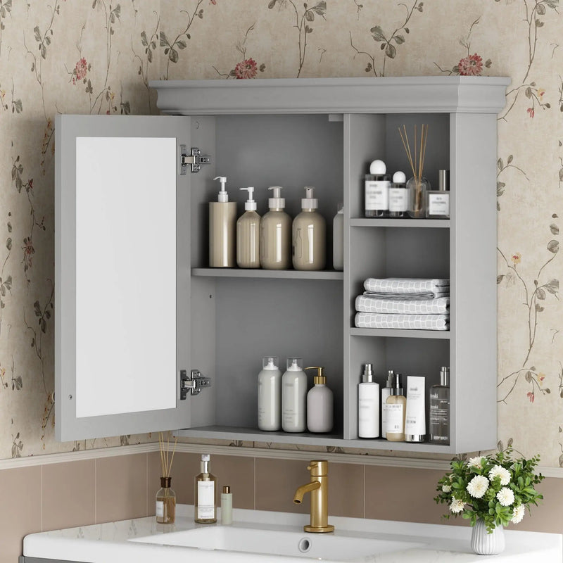 Wall Mounted Bathroom Medicine Cabinet with Mirror and Adjustable Storage by HouseOfZazla