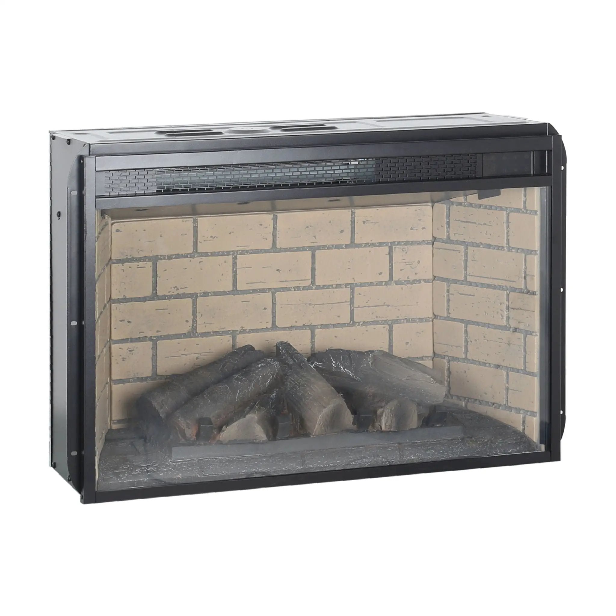 Infrared Quartz Heater Fireplace Insert -Woodlog Version With Brick by Unique Piece Furniture