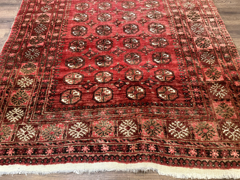 Antique Persian Turkoman Rug 5x6, Red by Jewel Rugs