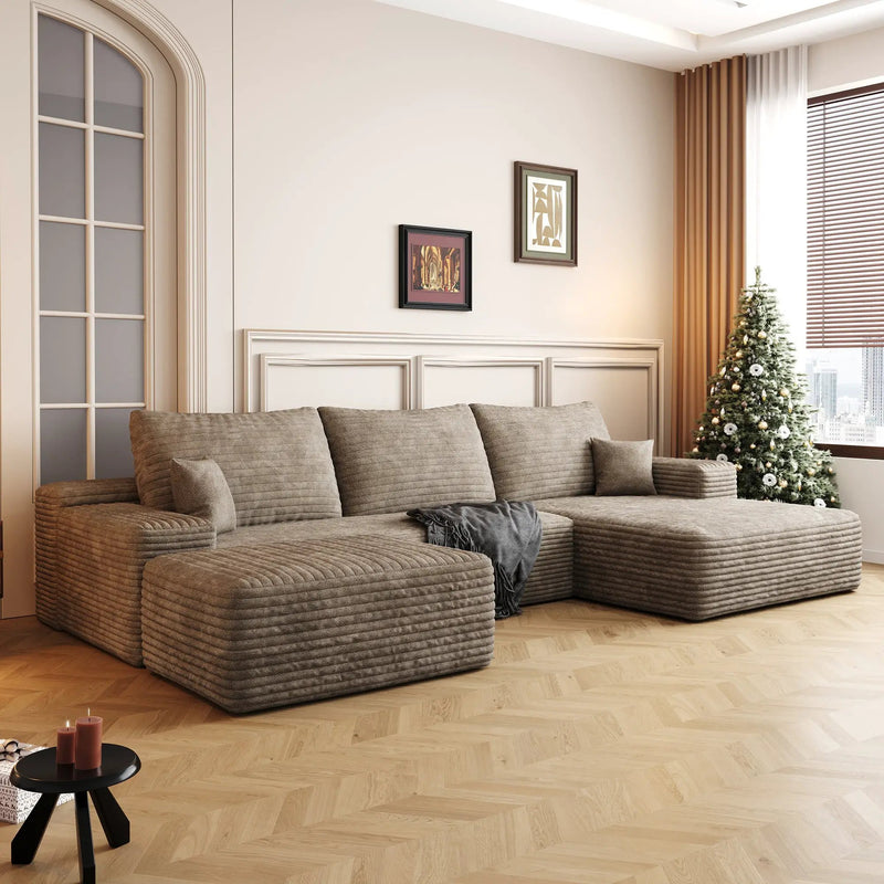 107" Cloud Sectional Sofa with Ottoman by HouseOfZazla