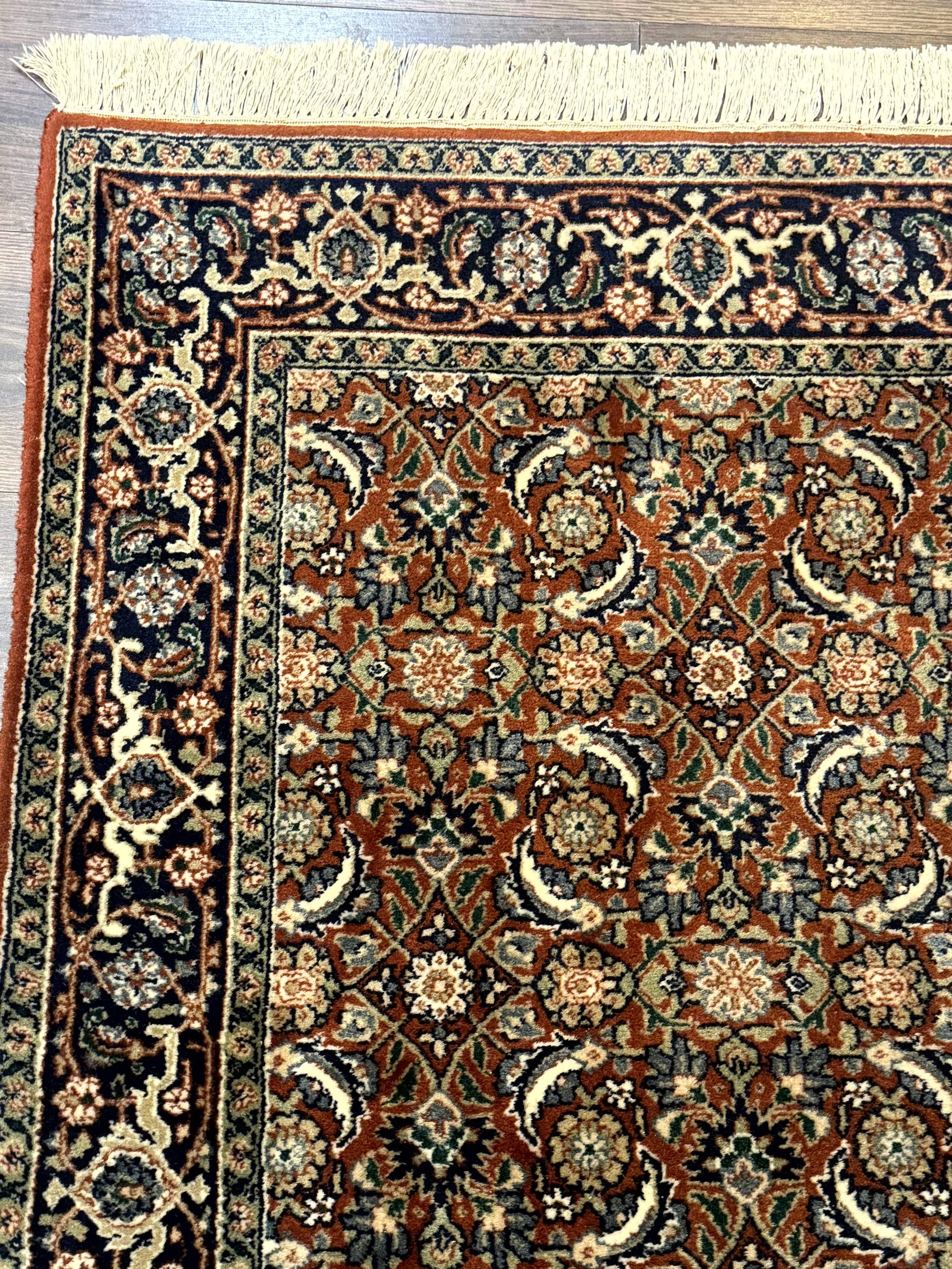 Indo Persian Bijar Rug 3x5, Red and Navy Blue, Allover Pattern, Fine Hand Knotted Wool Carpet by Jewel Rugs